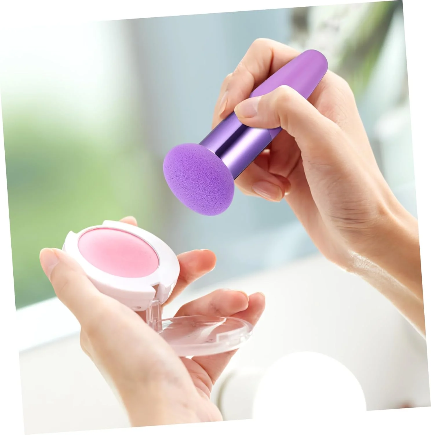 بیوتیفول 3 عدد اسفنج آرایشی با دسته، پد پودر قارچی، اسفنج ترکیب فونداسیون برای صورت - بنفش بیوتیفول 3 عدد اسفنج آرایشی با دسته، پد پودر قارچی، اسفنج ترکیب فونداسیون برای صورت - بنفش