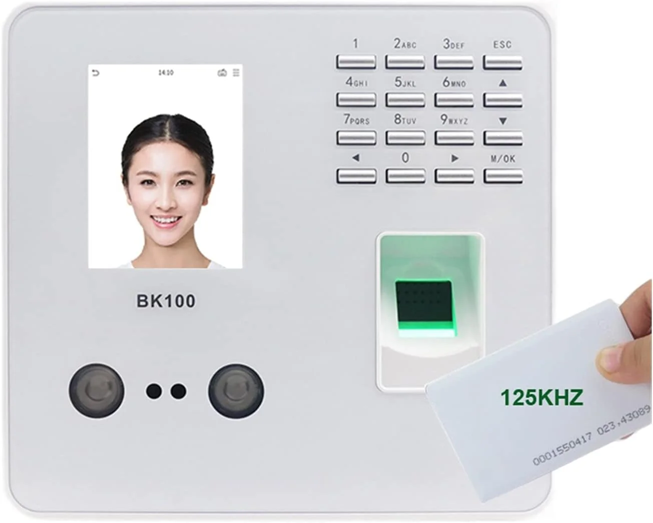 دستگاه حضور و غیاب اثر انگشت، تشخیص چهره و کارت BREAUX مدل Bk100 W Id، مناسب برای کسب و کارهای کوچک