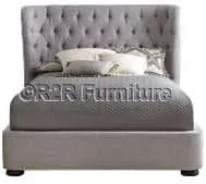 تخت خواب پارچه ای وبستر مبلمان R2R با تشک فنری، خاکستری، بدون باکس (سایز دو نفره (140x200))