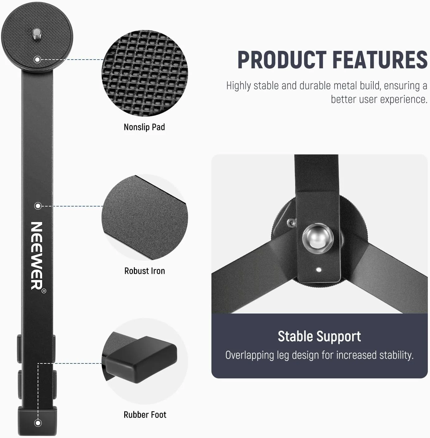 پایه سه پایه فلزی کوچک NEEWER برای لوله نور TL120C TL60 CL124، پایه نور رومیزی تاشو قابل حمل با پایه های فوق العاده پایدار، پیچ 1/4 اینچی، پد سیلیکونی زاویه پایین 3 اینچ/8 سانتی متر، CTN5 پایه سه پایه فلزی کوچک NEEWER برای لوله نور TL120C TL60 CL124، پایه نور رومیزی تاشو قابل حمل با پایه های فوق العاده پایدار، پیچ 1/4 اینچی، پد سیلیکونی زاویه پایین 3 اینچ/8 سانتی متر، CTN5