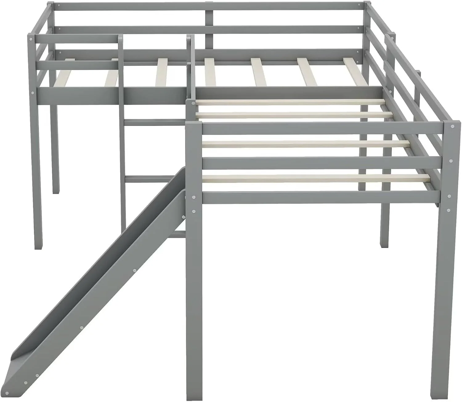 تخت خواب دو طبقه چوبی دو نفره Merax با سرسره و نردبان، قاب تخت L شکل با نرده محافظ سرتاسری، قاب تخت چوبی برای اتاق خواب کودکان، نوجوانان و بزرگسالان، 2 تخت یک نفره، خاکستری تخت خواب دو طبقه چوبی دو نفره Merax با سرسره و نردبان، قاب تخت L شکل با نرده محافظ سرتاسری، قاب تخت چوبی برای اتاق خواب کودکان، نوجوانان و بزرگسالان، 2 تخت یک نفره، خاکستری