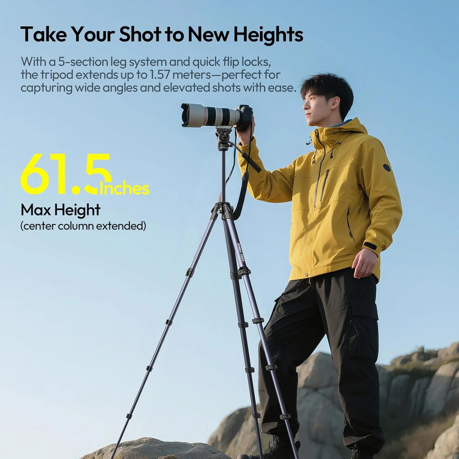 ULANZI Ombra Video Ⅱ Camera Tripod with Fluid Head, 61.5" Travel Tripod with 360° Rotated Arca Quick Release Plate, Portable Stand for Phone Camera Vlogging Video Shooting with Carry Bag Phone Clamp ULANZI Ombra Video Ⅱ Camera Tripod with Fluid Head, 61.5" Travel Tripod with 360° Rotated Arca Quick Release Plate, Portable Stand for Phone Camera Vlogging Video Shooting with Carry Bag Phone Clamp