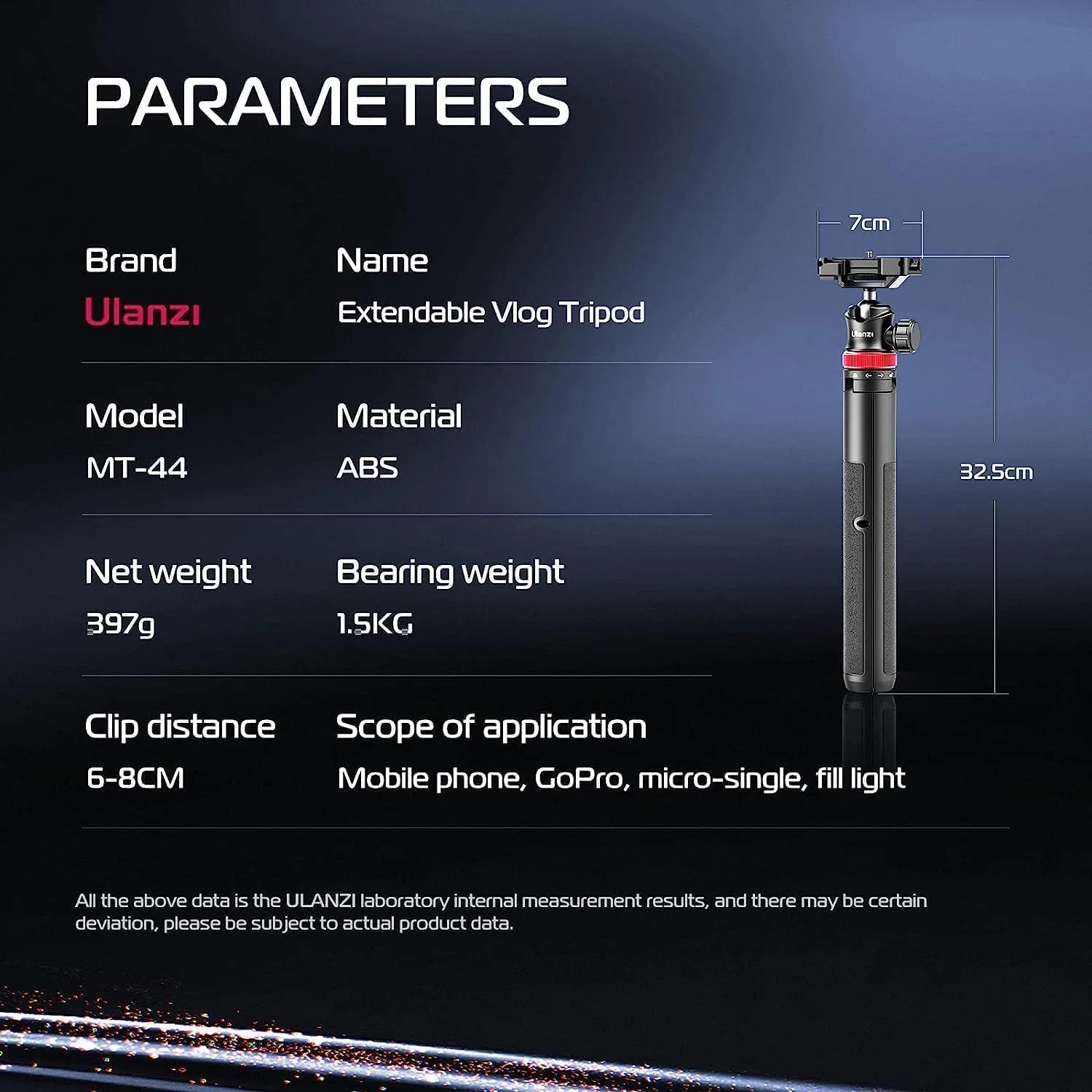 ULANZI MT-44 Extendable Phone Tripod, 59" Selfie Stick Vlog Stand with 2 in 1 Phone Clip, 360° Ball Head Camera Tripod for iPhone Sony Canon DJI Osmo Action Camera, Lightweight for Travel