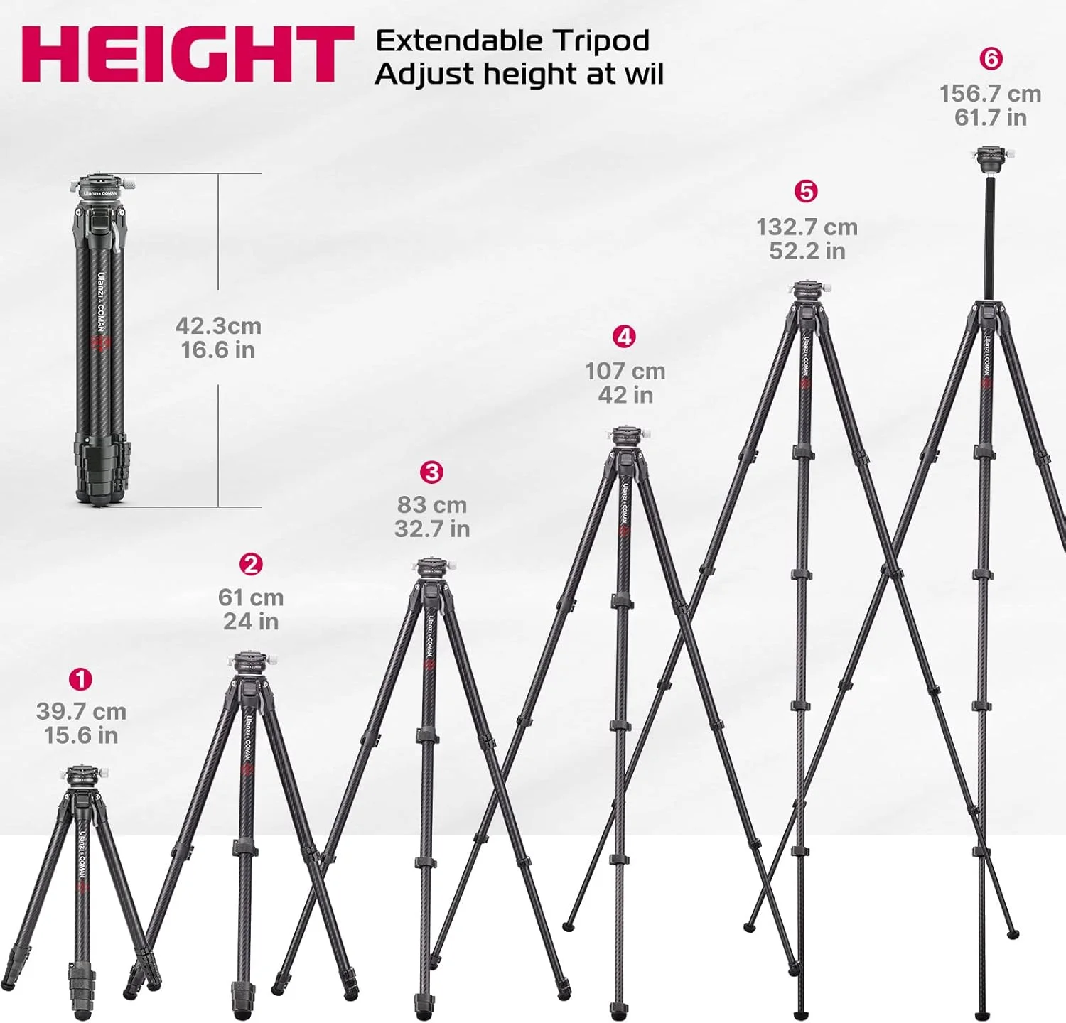 سه پایه مسافرتی ULANZI Zero Y، سه پایه دوربین کربنی با هد توپی پانوراما 360 درجه و رهاسازی سریع Arca، سه پایه عکاسی با ستون مرکزی جداشدنی، ظرفیت بار 18 کیلوگرم برای همه دوربین های DSRL سه پایه مسافرتی ULANZI Zero Y، سه پایه دوربین کربنی با هد توپی پانوراما 360 درجه و رهاسازی سریع Arca، سه پایه عکاسی با ستون مرکزی جداشدنی، ظرفیت بار 18 کیلوگرم برای همه دوربین های DSRL