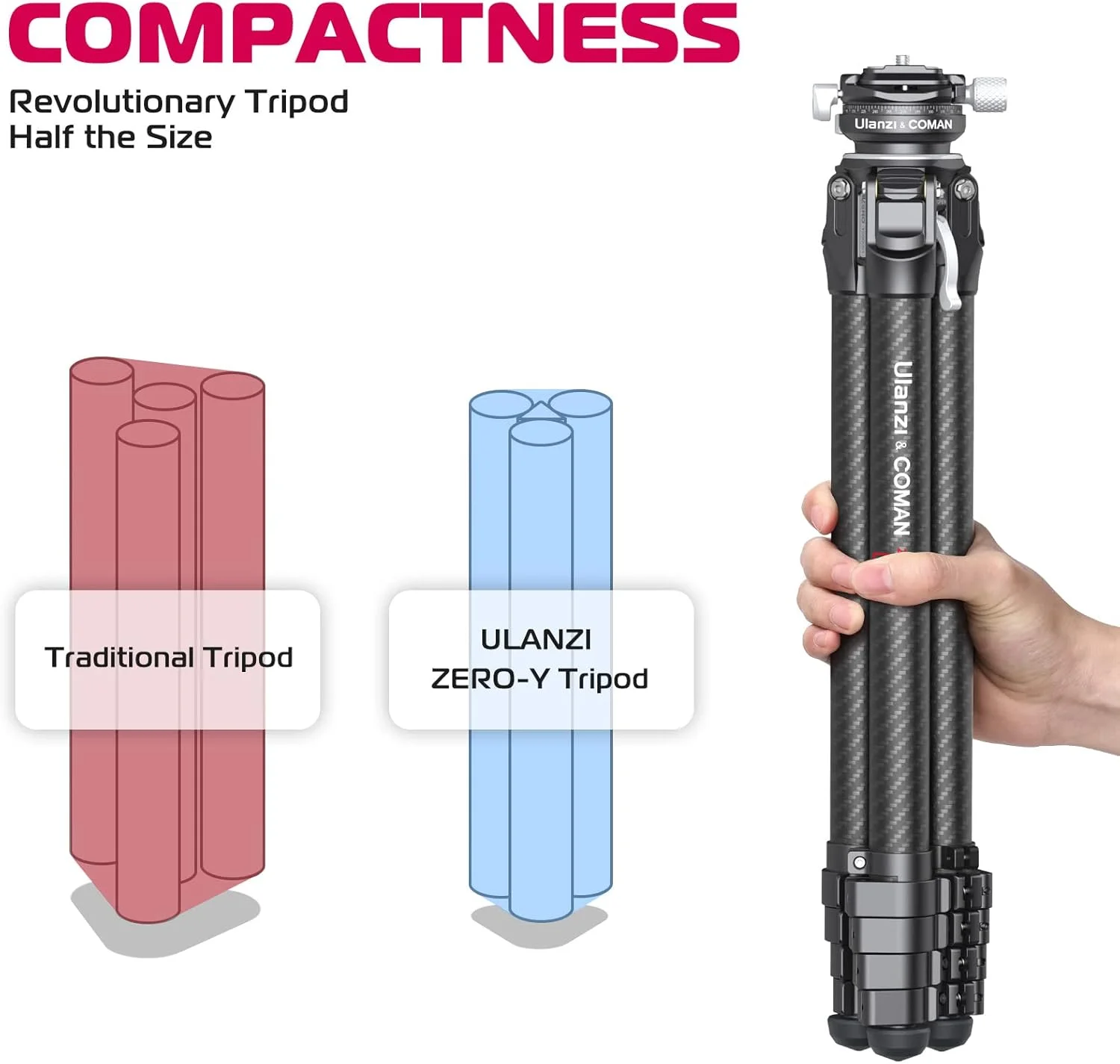 سه پایه مسافرتی ULANZI Zero Y، سه پایه دوربین کربنی با هد توپی پانوراما 360 درجه و رهاسازی سریع Arca، سه پایه عکاسی با ستون مرکزی جداشدنی، ظرفیت بار 18 کیلوگرم برای همه دوربین های DSRL سه پایه مسافرتی ULANZI Zero Y، سه پایه دوربین کربنی با هد توپی پانوراما 360 درجه و رهاسازی سریع Arca، سه پایه عکاسی با ستون مرکزی جداشدنی، ظرفیت بار 18 کیلوگرم برای همه دوربین های DSRL