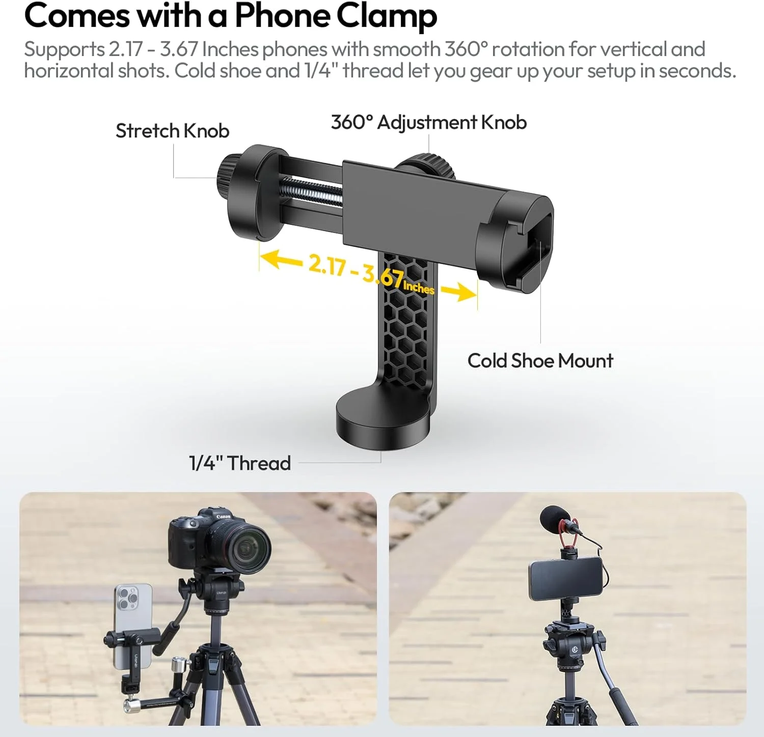 ULANZI Ombra Video Ⅱ Camera Tripod with Fluid Head, 61.5" Travel Tripod with 360° Rotated Arca Quick Release Plate, Portable Stand for Phone Camera Vlogging Video Shooting with Carry Bag Phone Clamp ULANZI Ombra Video Ⅱ Camera Tripod with Fluid Head, 61.5" Travel Tripod with 360° Rotated Arca Quick Release Plate, Portable Stand for Phone Camera Vlogging Video Shooting with Carry Bag Phone Clamp
