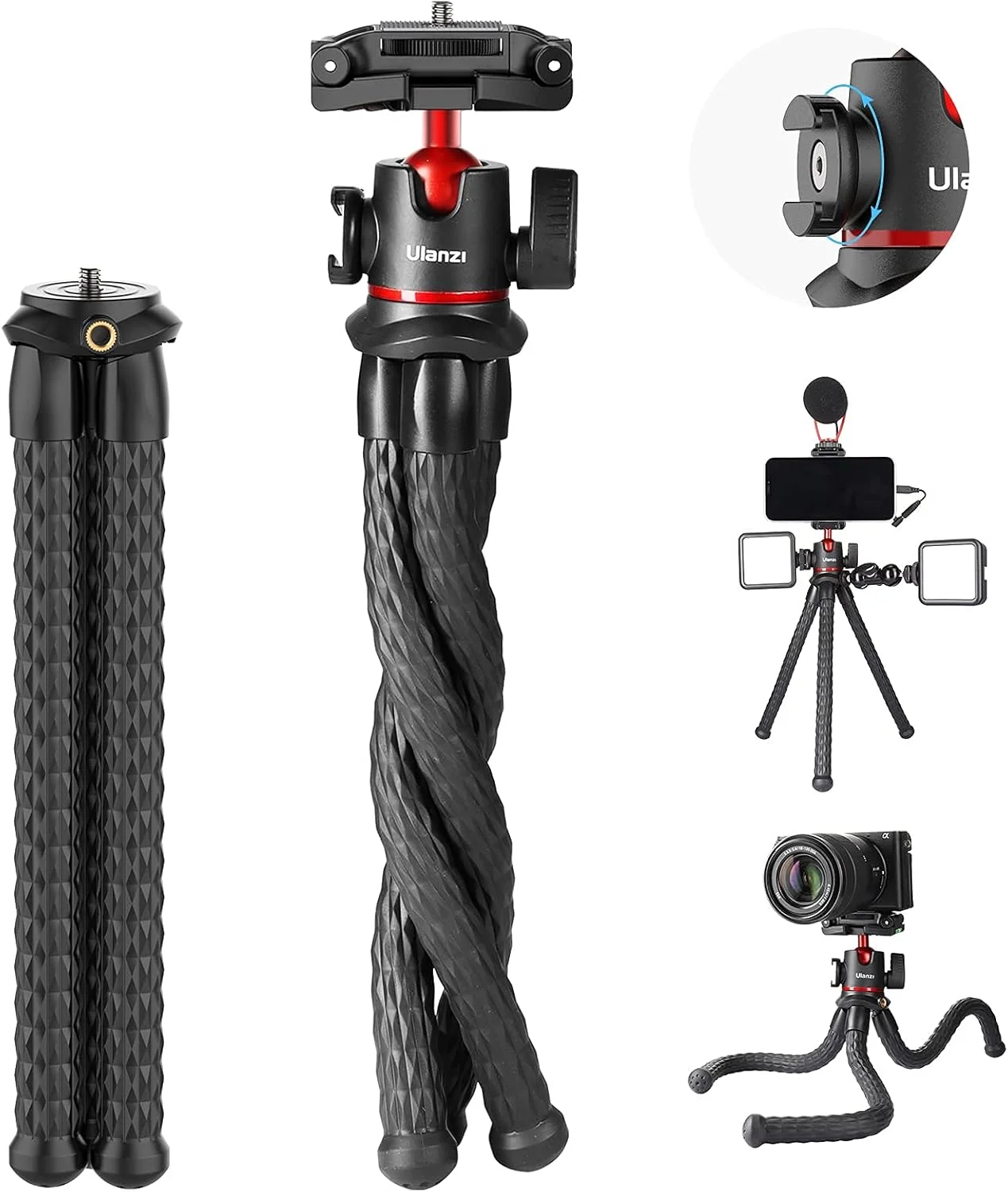 ULANZI Phone Tripod, MT-33 iPhone Flexible Tripod, Octopus Tripod 360 Rotating w Cold Shoe Mount, Phone Holder for Filming for iPhone 14 13 12 11 Pro Max and Small Cameras ULANZI Phone Tripod, MT-33 iPhone Flexible Tripod, Octopus Tripod 360 Rotating w Cold Shoe Mount, Phone Holder for Filming for iPhone 14 13 12 11 Pro Max and Small Cameras