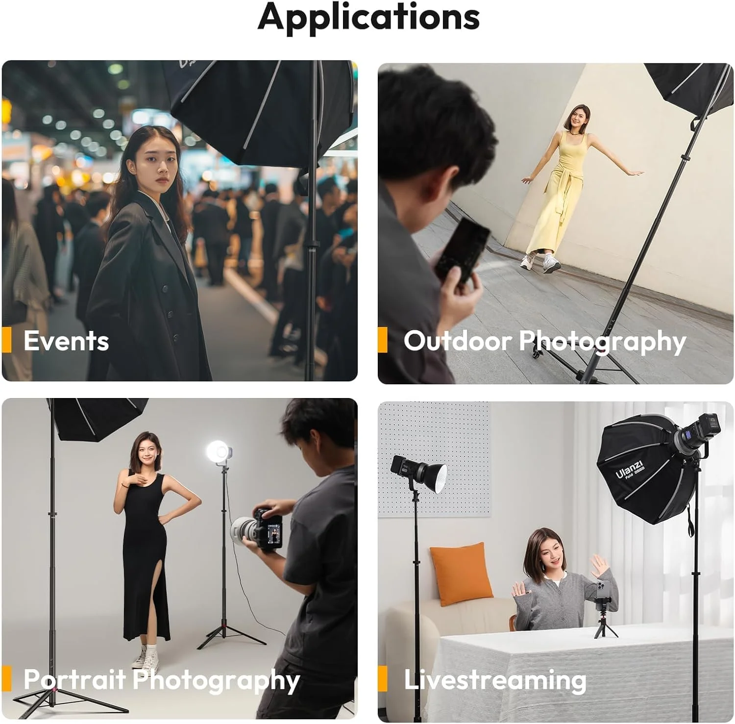 ULANZI AT-05 2M Heavy Duty Foldable Light Stand, 6.56ft Extendable Tripod for Strobe Lights, Webcams, Cameras & Softboxes, Bearable Load up to 5kg ULANZI AT-05 2M Heavy Duty Foldable Light Stand, 6.56ft Extendable Tripod for Strobe Lights, Webcams, Cameras & Softboxes, Bearable Load up to 5kg
