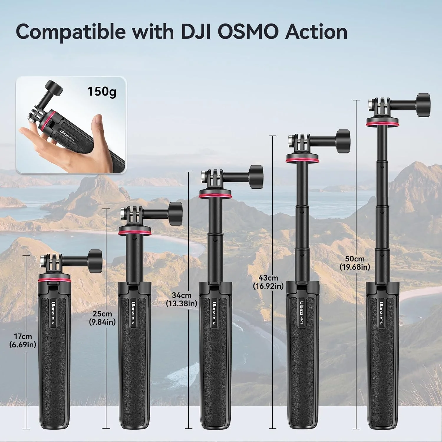 سه پایه سلفی استیک اکستندبل 20 اینچی ULANZI برای Gopro - سه پایه کوچک دوربین اکشن Mt-32 به همراه بند دستی، 5 مرحله ای، سبک وزن، لوازم جانبی قابل حمل برای Vlog برای GoPro Hero 11 10 9 8 7 6 5/Max/DJI Osmo سه پایه سلفی استیک اکستندبل 20 اینچی ULANZI برای Gopro - سه پایه کوچک دوربین اکشن Mt-32 به همراه بند دستی، 5 مرحله ای، سبک وزن، لوازم جانبی قابل حمل برای Vlog برای GoPro Hero 11 10 9 8 7 6 5/Max/DJI Osmo