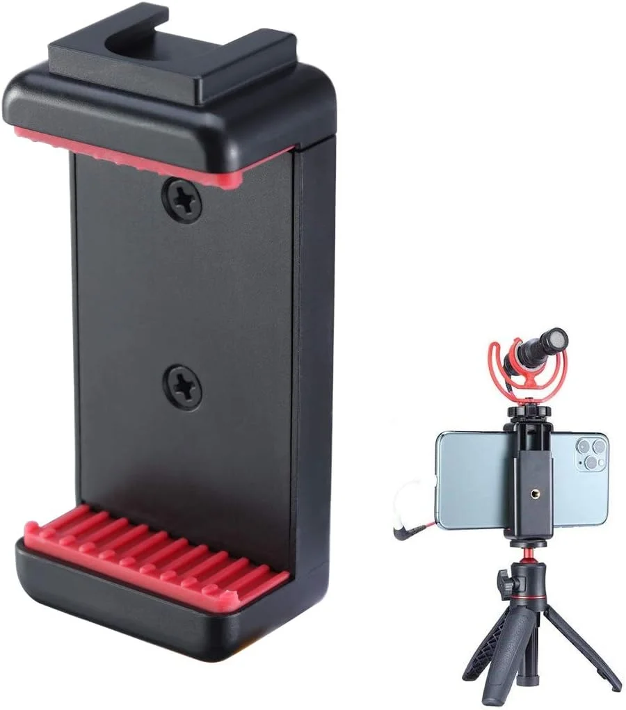 نگهدارنده گوشی موبایل ULANZI ST-07 به همراه مانت کفشک سرد برای میکروفون و نور LED، دارای پیچ سه پایه 1/4 اینچی مناسب برای آیفون 11/Pro/Pro Max XS Max XR X 8 7 Plus، سامسونگ گلکسی، وان پلاس، گوگل پیکسل، مناسب برای ولاگ و ولاگینگ