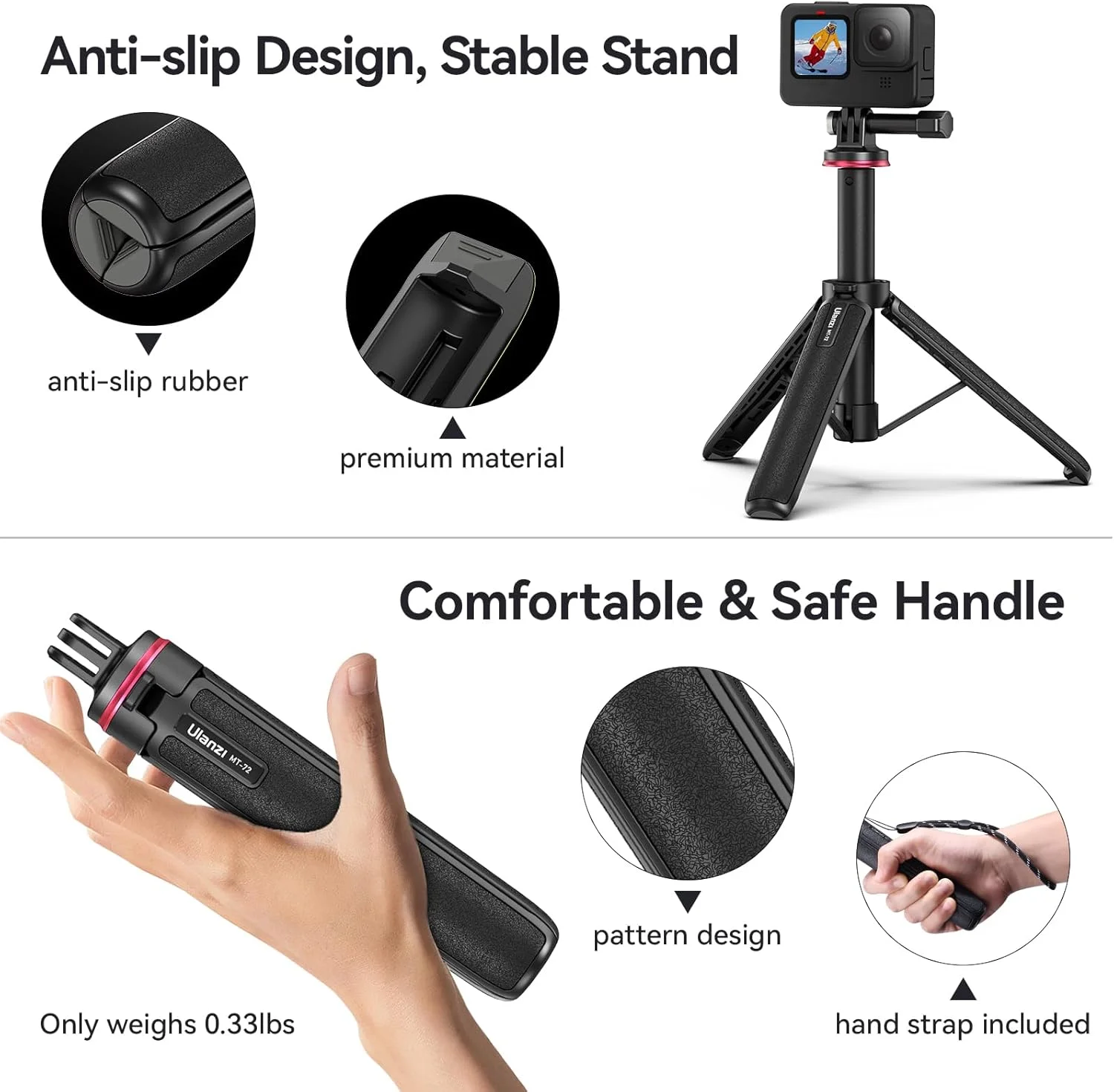 سه پایه سلفی استیک اکستندبل 20 اینچی ULANZI برای Gopro - سه پایه کوچک دوربین اکشن Mt-32 به همراه بند دستی، 5 مرحله ای، سبک وزن، لوازم جانبی قابل حمل برای Vlog برای GoPro Hero 11 10 9 8 7 6 5/Max/DJI Osmo سه پایه سلفی استیک اکستندبل 20 اینچی ULANZI برای Gopro - سه پایه کوچک دوربین اکشن Mt-32 به همراه بند دستی، 5 مرحله ای، سبک وزن، لوازم جانبی قابل حمل برای Vlog برای GoPro Hero 11 10 9 8 7 6 5/Max/DJI Osmo