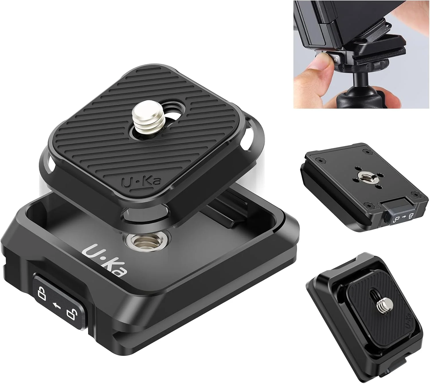 کیت صفحه رهاسازی سریع ULANZI UKA01، پایه صفحه رهاسازی سریع دوربین با رابط Arcac/F38، سیستم راه اندازی سریع با رزوه پیچ 1/4 اینچ به 3/8 اینچ، آداپتور گیمبال، اسلایدر و سه پایه برای سونی/نیکون/DJI/فوجی