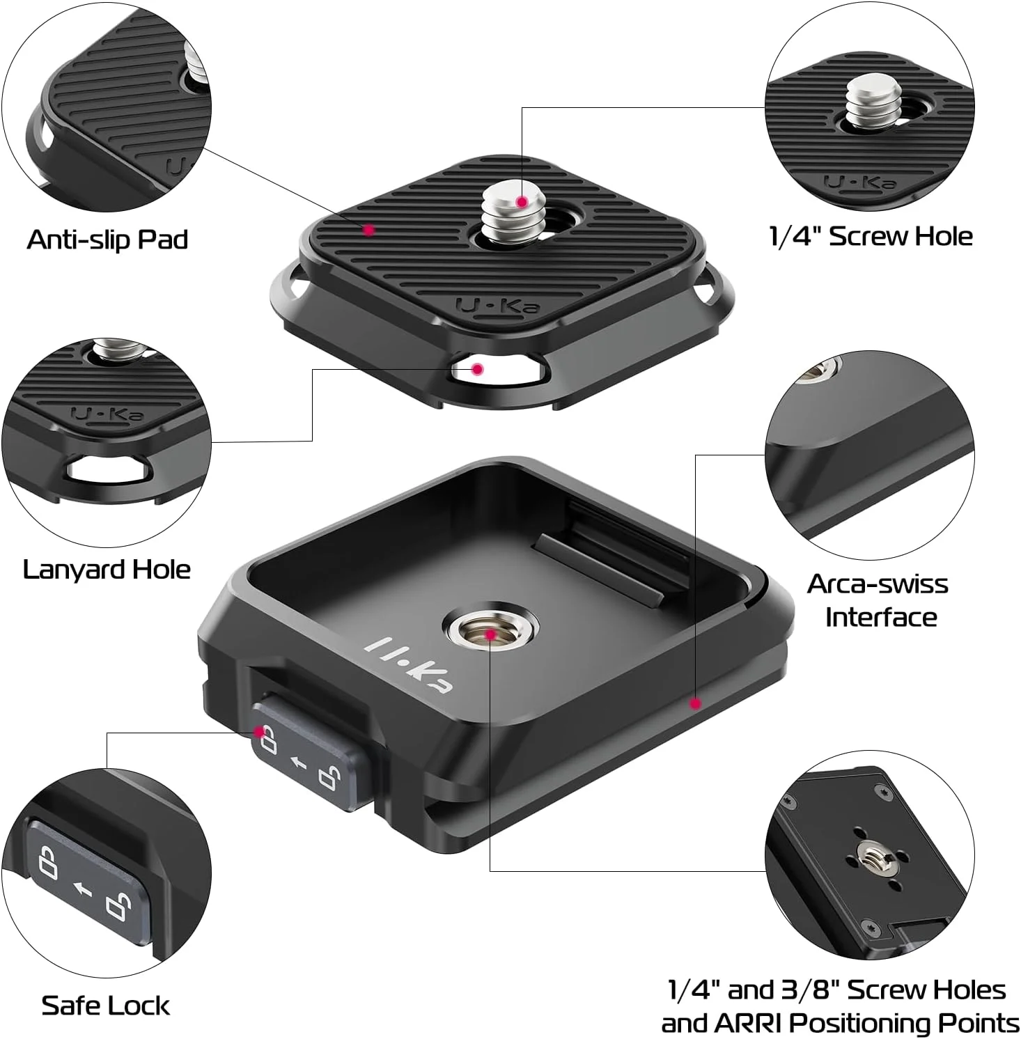 کیت صفحه رهاسازی سریع ULANZI UKA01، پایه صفحه رهاسازی سریع دوربین با رابط Arcac/F38، سیستم راه اندازی سریع با رزوه پیچ 1/4 اینچ به 3/8 اینچ، آداپتور گیمبال، اسلایدر و سه پایه برای سونی/نیکون/DJI/فوجی کیت صفحه رهاسازی سریع ULANZI UKA01، پایه صفحه رهاسازی سریع دوربین با رابط Arcac/F38، سیستم راه اندازی سریع با رزوه پیچ 1/4 اینچ به 3/8 اینچ، آداپتور گیمبال، اسلایدر و سه پایه برای سونی/نیکون/DJI/فوجی