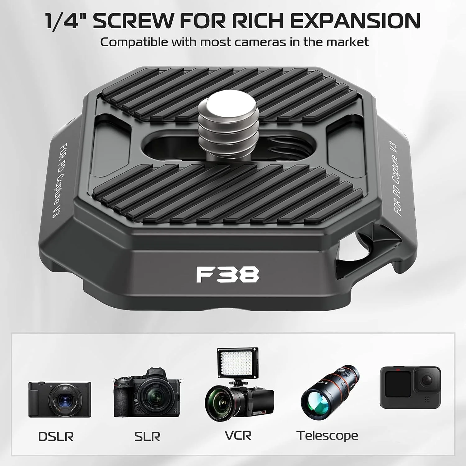 صفحه اتصال سریع دوربین ULANZI FALCAM F38 سازگار با گیره دوربین PD Capture V3، آداپتور نصب Arca-Swiss استاندارد 38 میلیمتری با پیچ 1/4 اینچی، مناسب برای تک پایه، DSLR و لغزنده (فقط صفحه بالایی) صفحه اتصال سریع دوربین ULANZI FALCAM F38 سازگار با گیره دوربین PD Capture V3، آداپتور نصب Arca-Swiss استاندارد 38 میلیمتری با پیچ 1/4 اینچی، مناسب برای تک پایه، DSLR و لغزنده (فقط صفحه بالایی)