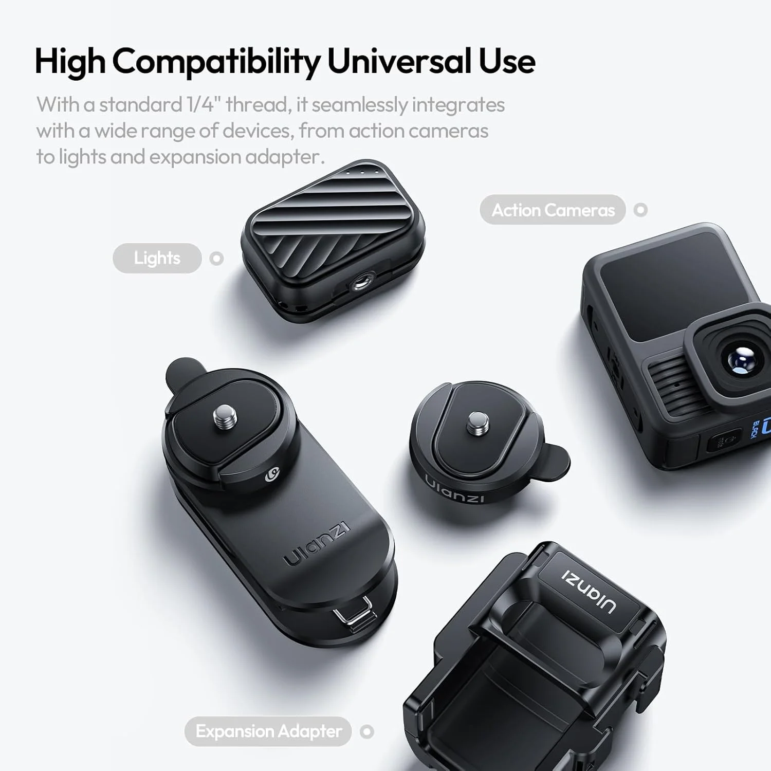 مجموعه پایه اتصال سریع دوربین ULANZI CK01 Cka، کیت راه اندازی سریع با پیچ 1/4 اینچی برای دوربین های اکشن و دوربین های کوچک با تعویض فوق العاده سریع مجموعه پایه اتصال سریع دوربین ULANZI CK01 Cka، کیت راه اندازی سریع با پیچ 1/4 اینچی برای دوربین های اکشن و دوربین های کوچک با تعویض فوق العاده سریع