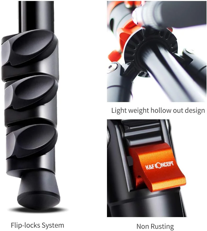 سه پایه دوربین DSLR سبک و جمع و جور K&F Concept 72 اینچی، سه پایه تک پایه آلومینیومی جداشدنی با هد توپی پانوراما 360 درجه و صفحه رهاسازی سریع برای دوربین های DSLR کانن نیکون سونی سه پایه دوربین DSLR سبک و جمع و جور K&F Concept 72 اینچی، سه پایه تک پایه آلومینیومی جداشدنی با هد توپی پانوراما 360 درجه و صفحه رهاسازی سریع برای دوربین های DSLR کانن نیکون سونی