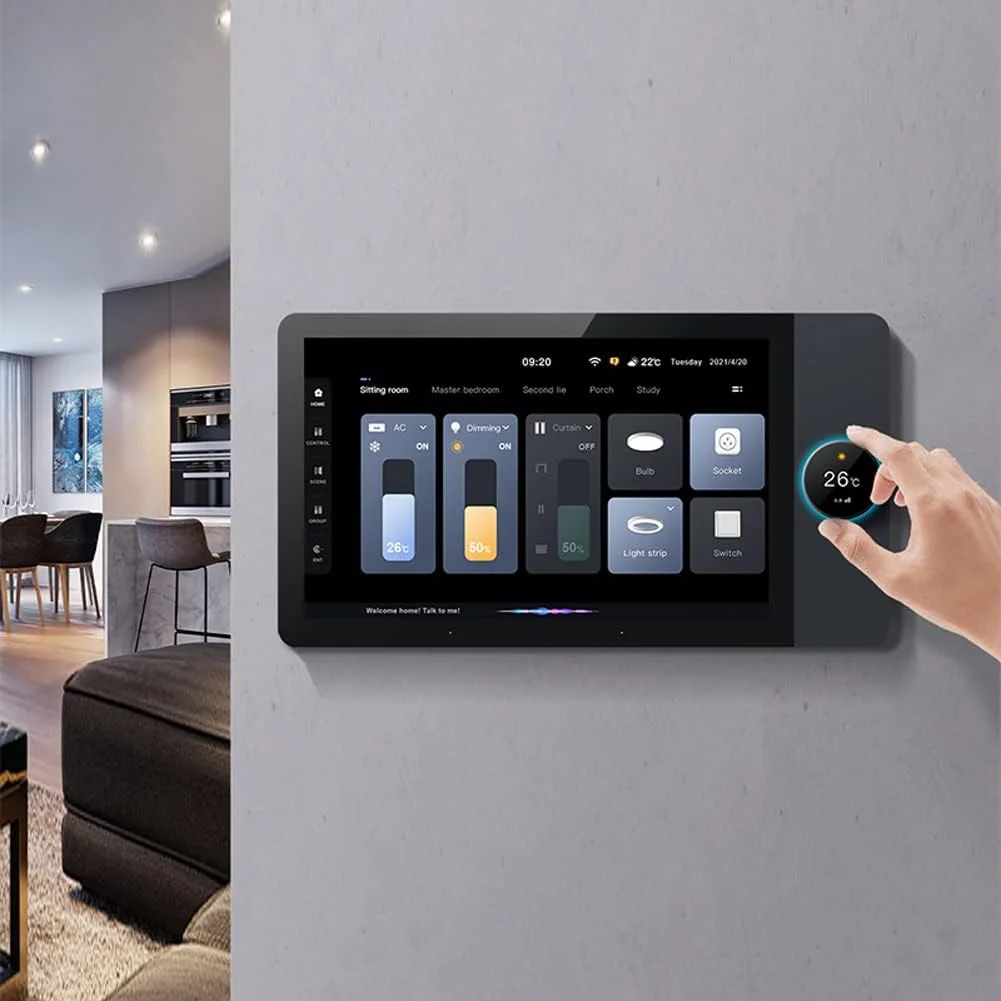 پنل کنترل صفحه لمسی چند منظوره GZDcjsc، سوئیچ لمسی دیواری مدرن، کنترلر سوئیچ خانه هوشمند با صفحه کنترل مرکزی دکمه ای 8 اینچی، سیستم خانه هوشمند، سازگار با خانه هوشمند Tuya
