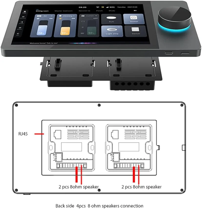 پنل کنترل صفحه لمسی چند منظوره GZDcjsc، سوئیچ لمسی دیواری مدرن، کنترلر سوئیچ خانه هوشمند با صفحه کنترل مرکزی دکمه ای 8 اینچی، سیستم خانه هوشمند، سازگار با خانه هوشمند Tuya