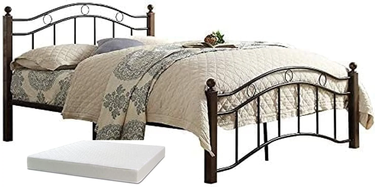 تخت خواب چوبی و فلزی ساخت مالزی Furniture4Us با پایه های چوبی رنگ قهوه ای تیره (یک نفره/دو نفره 120x190 سانتی متر) تخت خواب چوبی و فلزی ساخت مالزی Furniture4Us با پایه های چوبی رنگ قهوه ای تیره (یک نفره/دو نفره 120x190 سانتی متر)