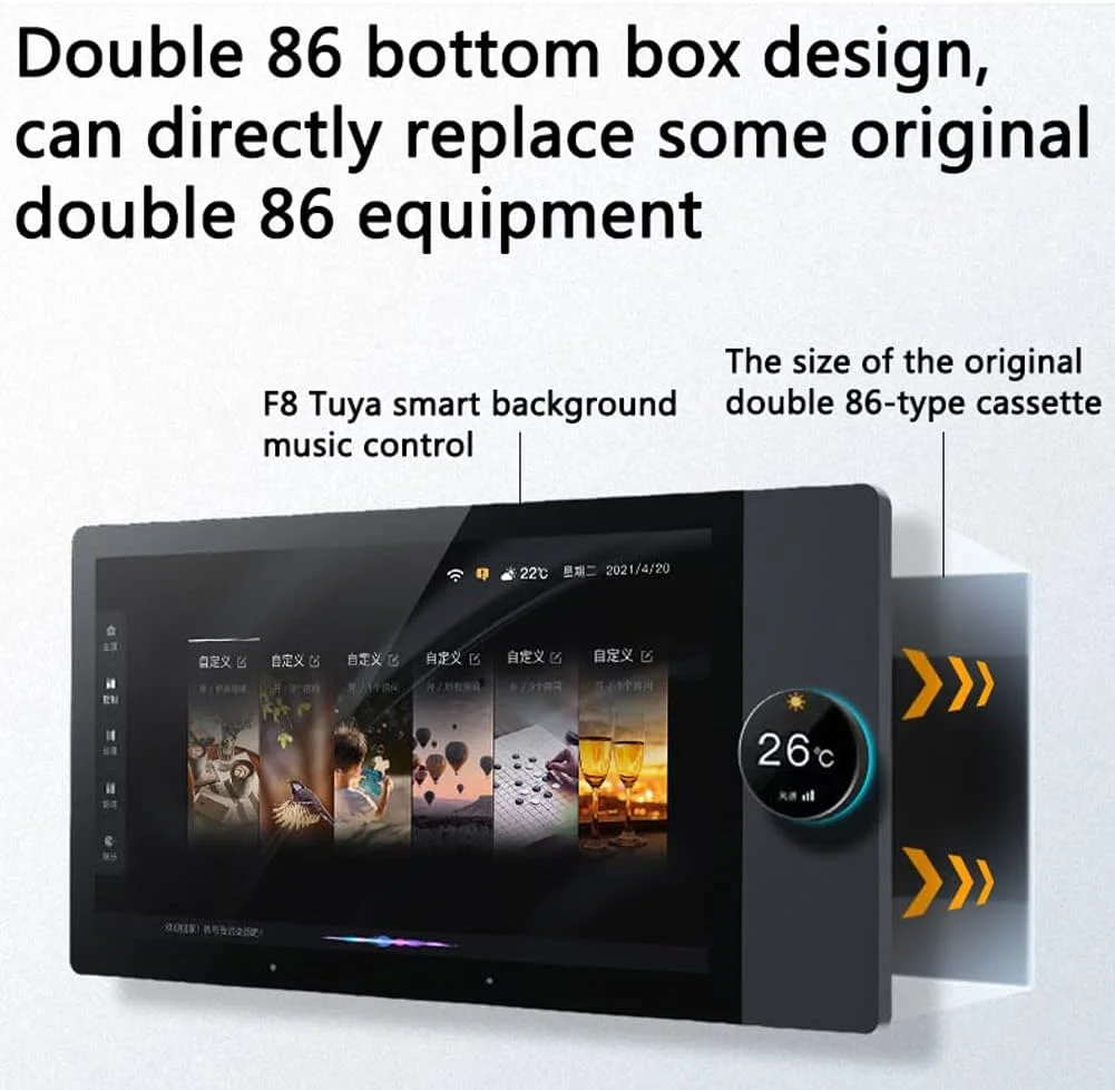 پنل کنترل صفحه لمسی چند منظوره GZDcjsc، سوئیچ لمسی دیواری مدرن، کنترلر سوئیچ خانه هوشمند با صفحه کنترل مرکزی دکمه ای 8 اینچی، سیستم خانه هوشمند، سازگار با خانه هوشمند Tuya