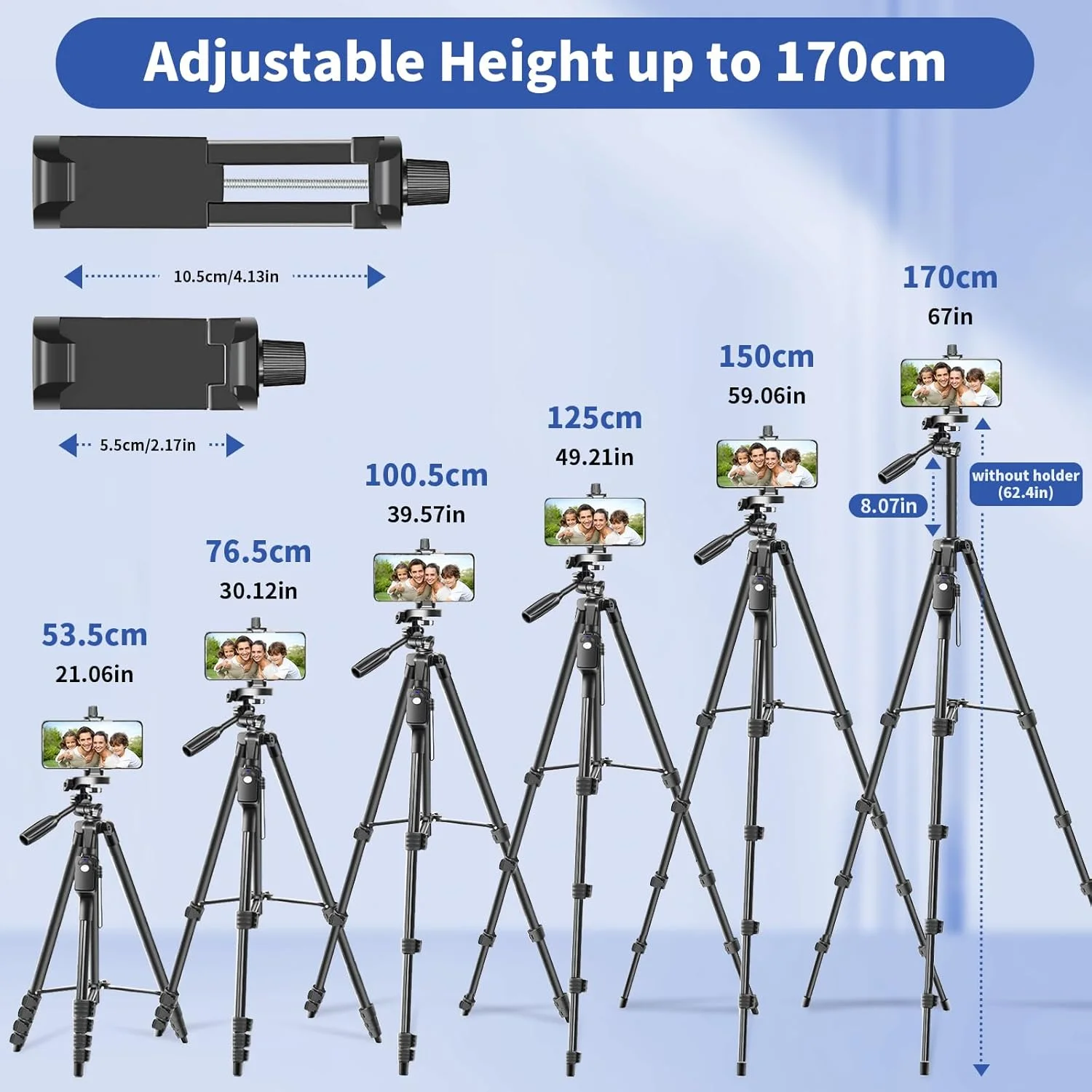 سه پایه دوربین TONEOF با ارتفاع 170 سانتی متر، پایه نگهدارنده گوشی با صفحه رهاسازی سریع، پایه دوربین با ریموت و کیف مسافرتی، سه پایه گوشی برای فیلمبرداری، سه پایه تلفن هوشمند برای تلفن/دوربین/DSLR/وب کم/پروژکتور/نور
