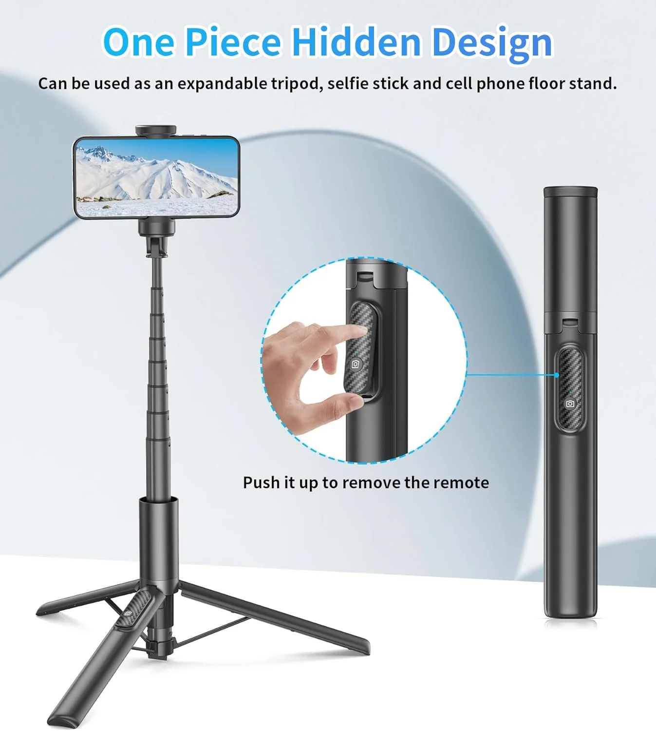 سه پایه سلفی ارتقا یافته TONEOF، پایه سه پایه تلفن چرخشی 360 درجه نامحدود، سه پایه آلومینیومی 170 سانتی متری قابل افزایش همه کاره با ریموت بی سیم برای سلفی/پخش زنده/ضبط ویدیو/مسافرت تلفن های 4-7 اینچی - مشکی
