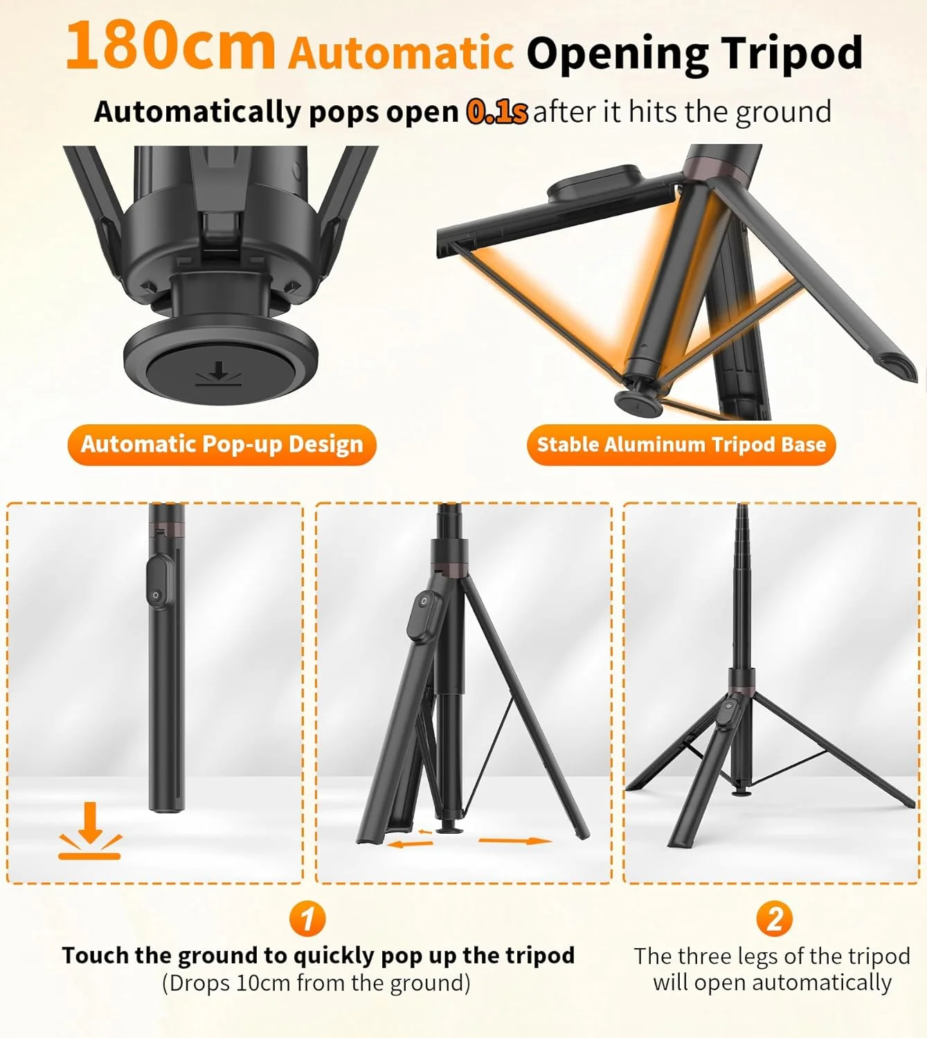 پایه سلفی سه پایه اتوماتیک 180 سانتی متری TONEOF، پایه نگهدارنده گوشی با چرخش 360 درجه با ریموت مغناطیسی، سه پایه گوشی برای مسافرت، سه پایه بلند گوشی هوشمند سازگار با تلفن (مشکی) پایه سلفی سه پایه اتوماتیک 180 سانتی متری TONEOF، پایه نگهدارنده گوشی با چرخش 360 درجه با ریموت مغناطیسی، سه پایه گوشی برای مسافرت، سه پایه بلند گوشی هوشمند سازگار با تلفن (مشکی)