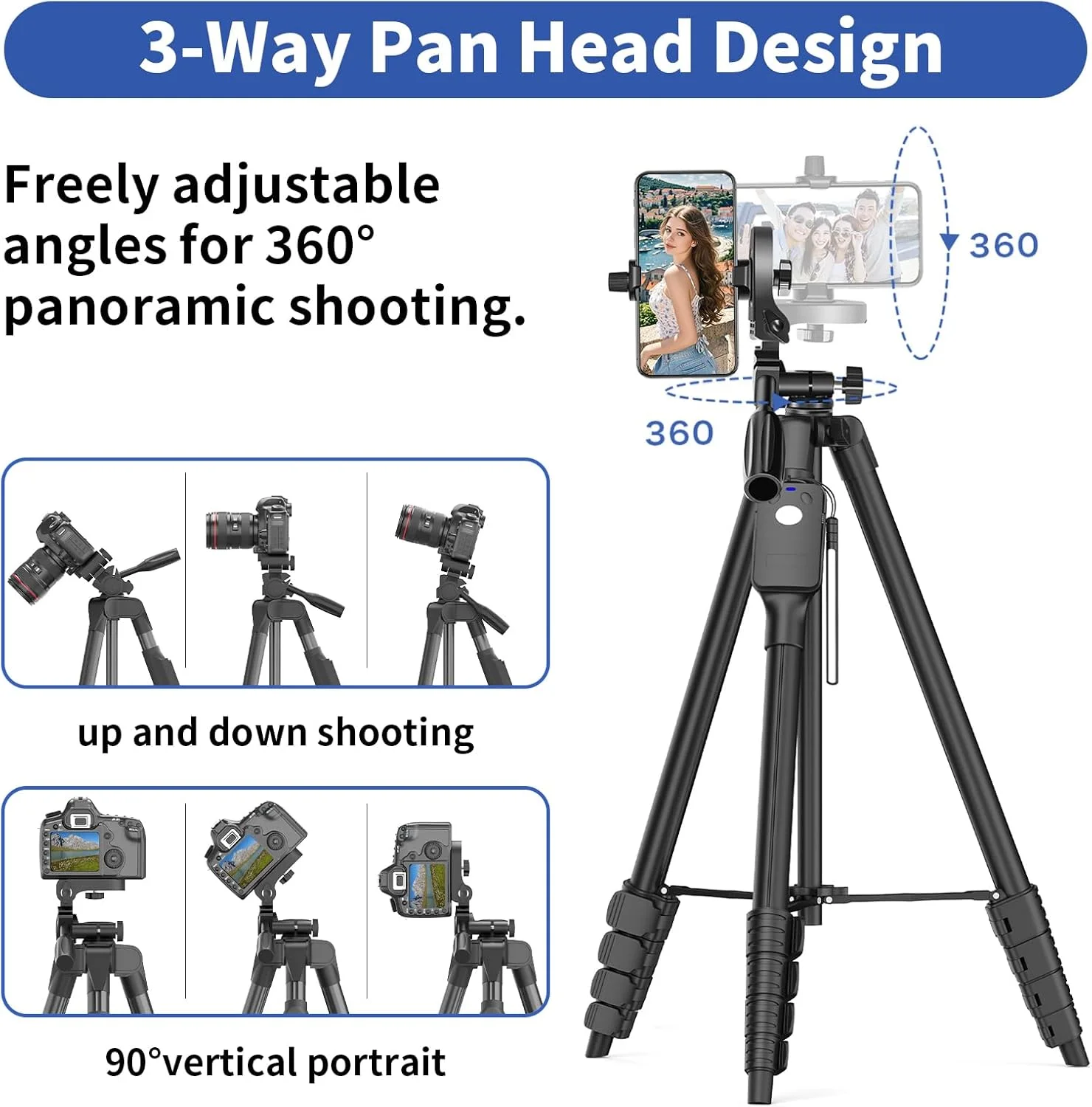 سه پایه دوربین TONEOF با ارتفاع 170 سانتی متر، پایه نگهدارنده گوشی با صفحه رهاسازی سریع، پایه دوربین با ریموت و کیف مسافرتی، سه پایه گوشی برای فیلمبرداری، سه پایه تلفن هوشمند برای تلفن/دوربین/DSLR/وب کم/پروژکتور/نور