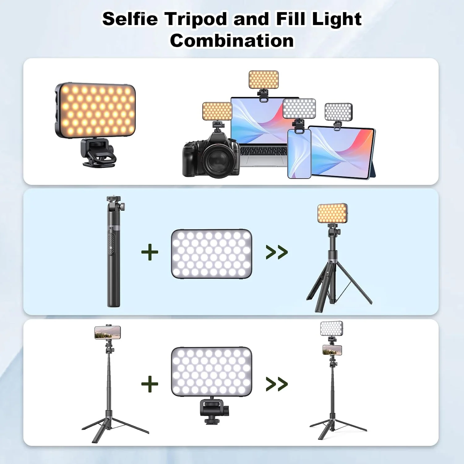 کیت ولاگینگ سه پایه سلفی استیک 173 سانتی متری TONEOF با نور تلفن 96LED، سه پایه تلفن آلومینیومی قابل گسترش همه در 1 با ریموت بی سیم، پایه تلفن قابل حمل برای آیفون/اندروید/دوربین - مشکی