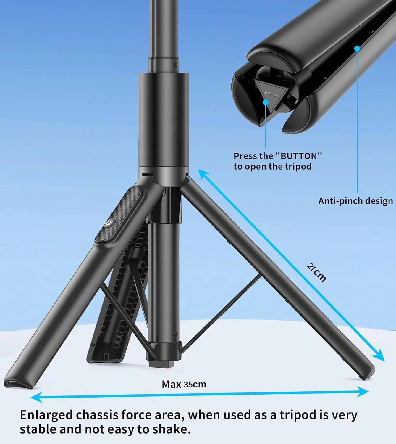سه پایه سلفی ارتقا یافته TONEOF، پایه سه پایه تلفن چرخشی 360 درجه نامحدود، سه پایه آلومینیومی 170 سانتی متری قابل افزایش همه کاره با ریموت بی سیم برای سلفی/پخش زنده/ضبط ویدیو/مسافرت تلفن های 4-7 اینچی - مشکی