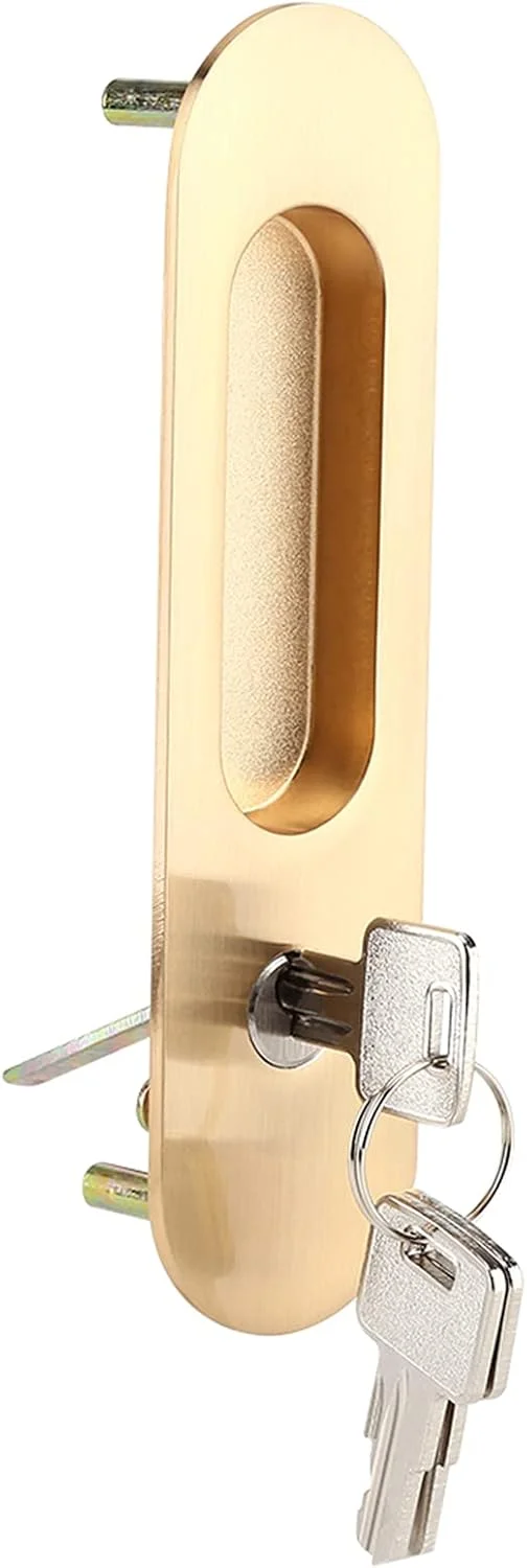 قفل درب چوبی GZDZHP، یراق آلات درب انبار با روکش آبکاری شده، دستگیره آلیاژ آلومینیوم ضد سرقت برای درب انبار (طلایی) قفل درب چوبی GZDZHP، یراق آلات درب انبار با روکش آبکاری شده، دستگیره آلیاژ آلومینیوم ضد سرقت برای درب انبار (طلایی)