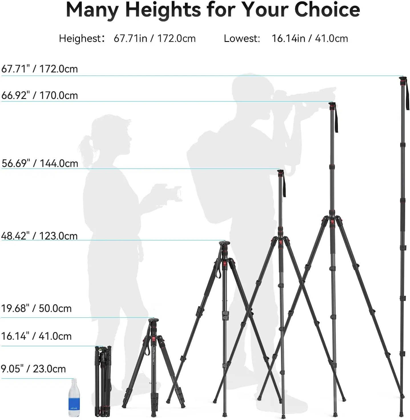 سه پایه دوربین SmallRig T-10، سه پایه و تک پایه آلومینیومی تاشو 68 اینچی، سازگار با سر ویدیویی 1/4 اینچ-20 و 3/8 اینچ-16، حداکثر وزن قابل تحمل 15 کیلوگرم، ارتفاع قابل تنظیم از 19.7 اینچ تا 67.7 اینچ برای دوربین، تلفن - 3983 سه پایه دوربین SmallRig T-10، سه پایه و تک پایه آلومینیومی تاشو 68 اینچی، سازگار با سر ویدیویی 1/4 اینچ-20 و 3/8 اینچ-16، حداکثر وزن قابل تحمل 15 کیلوگرم، ارتفاع قابل تنظیم از 19.7 اینچ تا 67.7 اینچ برای دوربین، تلفن - 3983