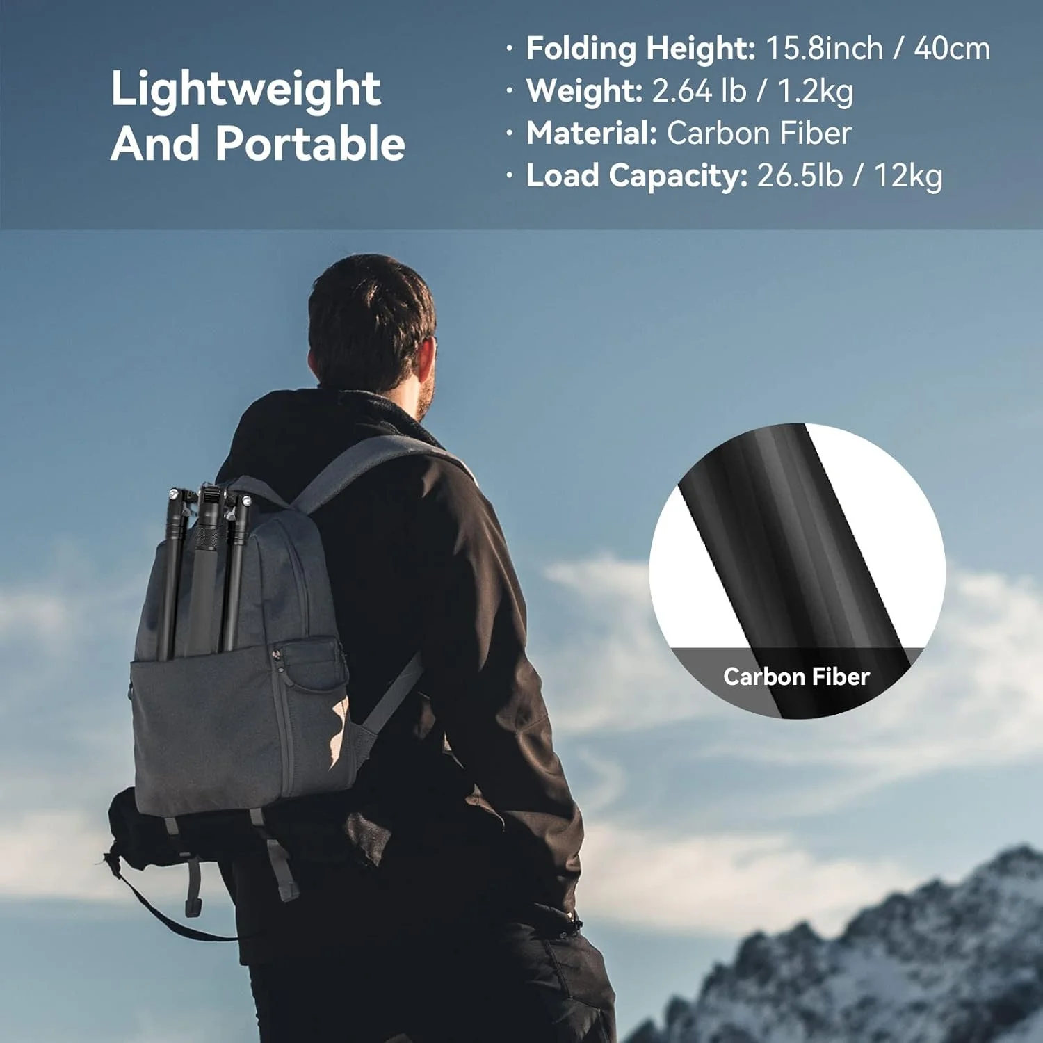 سه پایه فیبر کربنی SmallRig با ستون مرکزی، تک پایه جداشدنی، هد توپی 360 درجه، صفحه رهاسازی سریع، تحمل بار تا 12 کیلوگرم - 4059