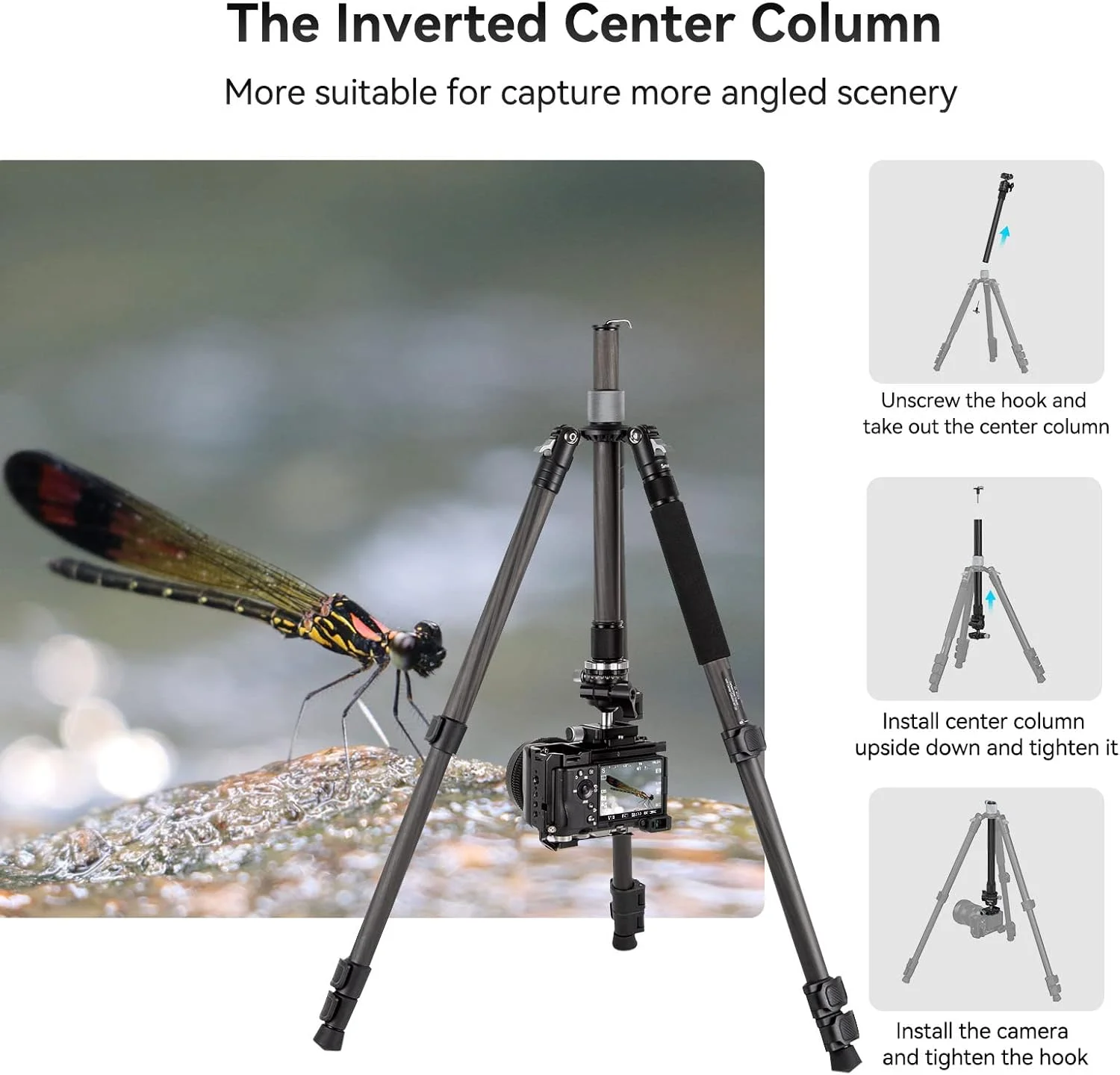 سه پایه فیبر کربنی SmallRig با ستون مرکزی، تک پایه جداشدنی، هد توپی 360 درجه، صفحه رهاسازی سریع، تحمل بار تا 12 کیلوگرم - 4059