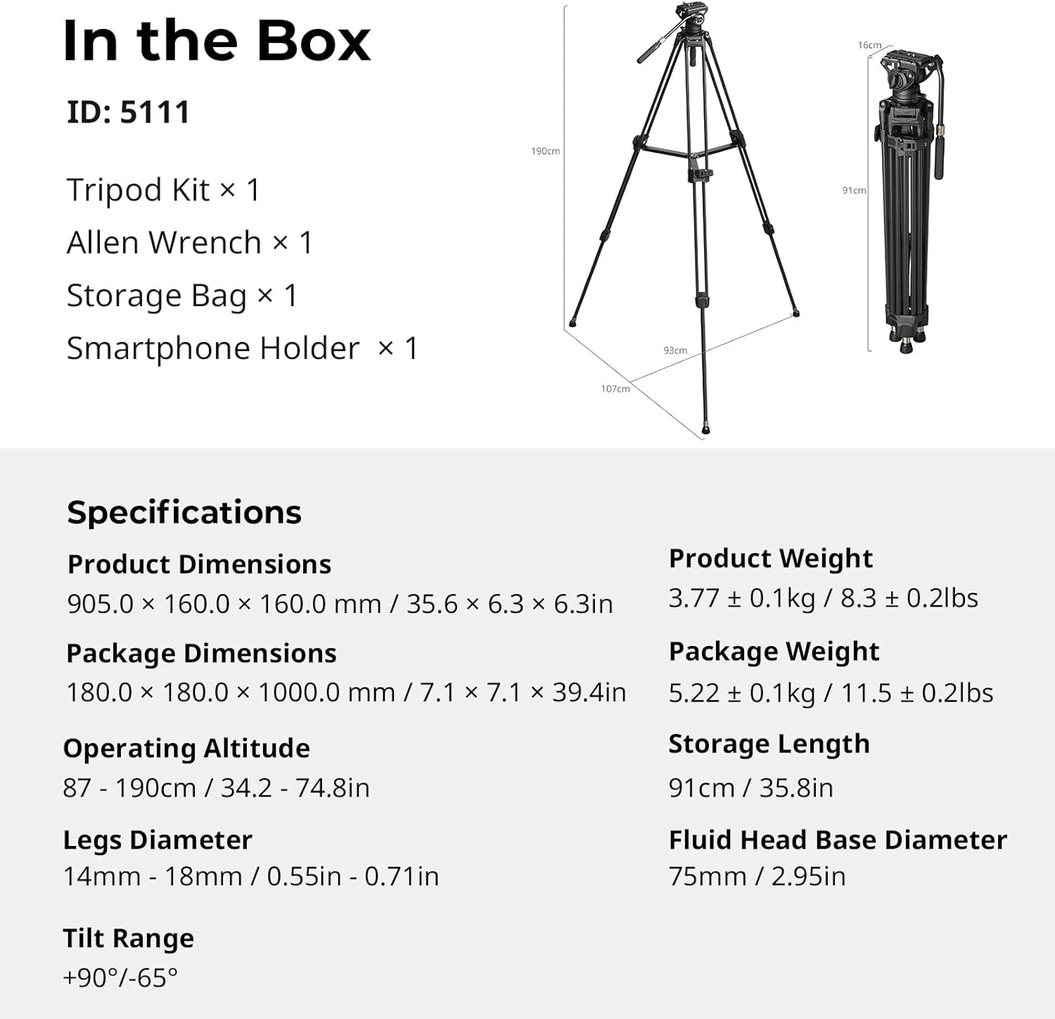 کیت سه پایه سنگین SMALLRIG مدل AD-80S 5111 کیت سه پایه سنگین SMALLRIG مدل AD-80S 5111