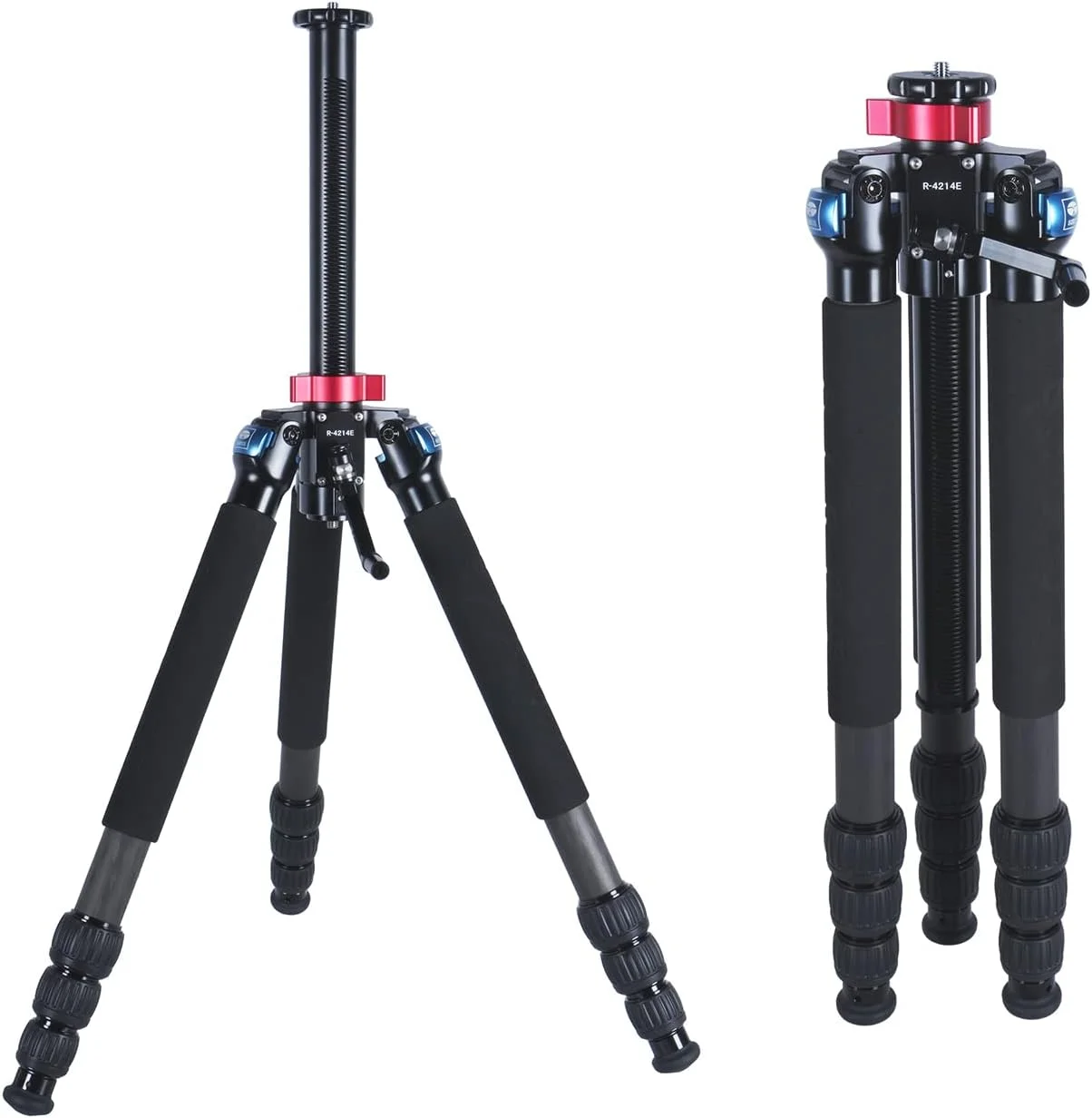 سه پایه کربنی سنگین SIRUI R-4214E با ستون مرکزی دنده ای، سه پایه حرفه ای 70 اینچی با پلتفرم نصب دوگانه برای دوربین ها، تلسکوپ ها، ابزار اندازه گیری، حداکثر بار 14 کیلوگرم