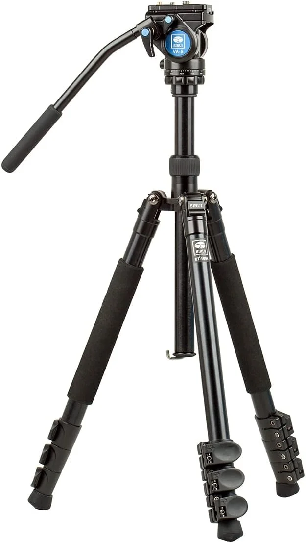 سه پایه مسافرتی آلومینیومی 4 قسمتی Sirui ET-1004 با هد ویدیویی فوق فشرده VA-5، حداکثر ارتفاع 55 اینچ