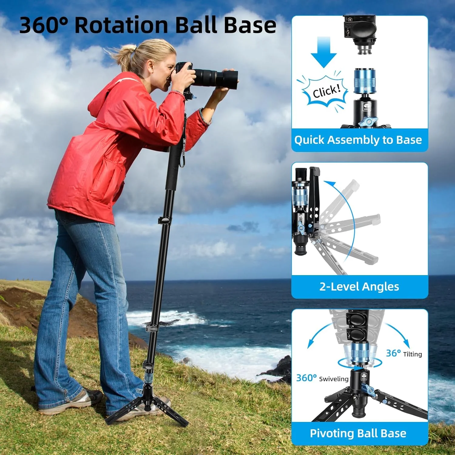 تک پایه آلومینیومی SIRUI با پایه، تک پایه حرفه ای 75.8 اینچی برای دوربین ها، تک پایه مسافرتی جمع و جور با صفحه رهاسازی سریع، حداکثر بار 33 پوند، سازگار با دوربین های DSLR سونی کانن نیکون، AM-404FL+QC-55 تک پایه آلومینیومی SIRUI با پایه، تک پایه حرفه ای 75.8 اینچی برای دوربین ها، تک پایه مسافرتی جمع و جور با صفحه رهاسازی سریع، حداکثر بار 33 پوند، سازگار با دوربین های DSLR سونی کانن نیکون، AM-404FL+QC-55