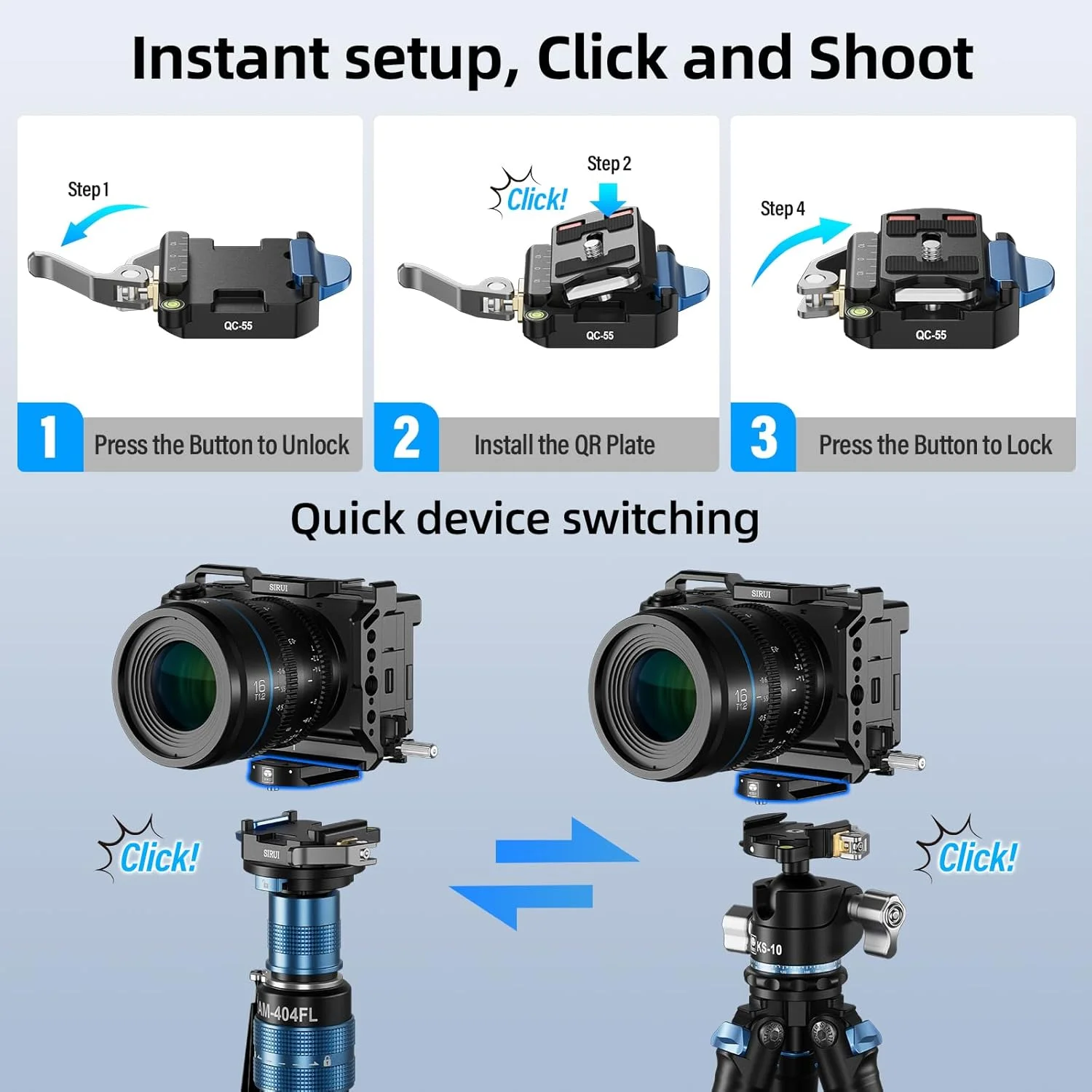 تک پایه آلومینیومی SIRUI با پایه، تک پایه حرفه ای 75.8 اینچی برای دوربین ها، تک پایه مسافرتی جمع و جور با صفحه رهاسازی سریع، حداکثر بار 33 پوند، سازگار با دوربین های DSLR سونی کانن نیکون، AM-404FL+QC-55 تک پایه آلومینیومی SIRUI با پایه، تک پایه حرفه ای 75.8 اینچی برای دوربین ها، تک پایه مسافرتی جمع و جور با صفحه رهاسازی سریع، حداکثر بار 33 پوند، سازگار با دوربین های DSLR سونی کانن نیکون، AM-404FL+QC-55