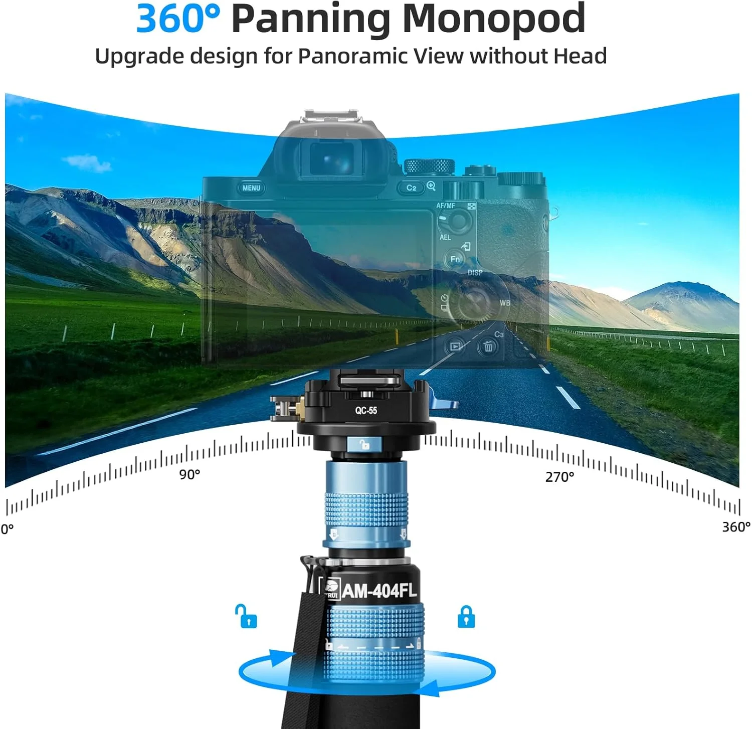 تک پایه آلومینیومی SIRUI با پایه، تک پایه حرفه ای 75.8 اینچی برای دوربین ها، تک پایه مسافرتی جمع و جور با صفحه رهاسازی سریع، حداکثر بار 33 پوند، سازگار با دوربین های DSLR سونی کانن نیکون، AM-404FL+QC-55 تک پایه آلومینیومی SIRUI با پایه، تک پایه حرفه ای 75.8 اینچی برای دوربین ها، تک پایه مسافرتی جمع و جور با صفحه رهاسازی سریع، حداکثر بار 33 پوند، سازگار با دوربین های DSLR سونی کانن نیکون، AM-404FL+QC-55