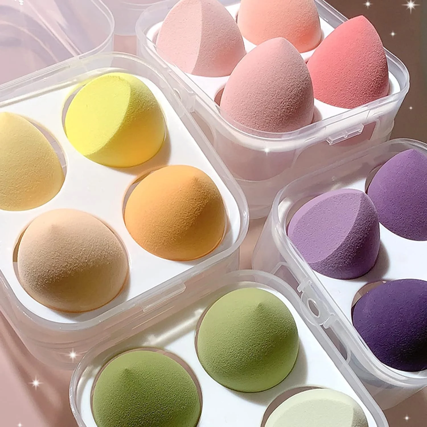 ایرووامی پد آرایشی 4 عددی، اسفنج خشک و مرطوب برای کرم پودر و کانسیلر