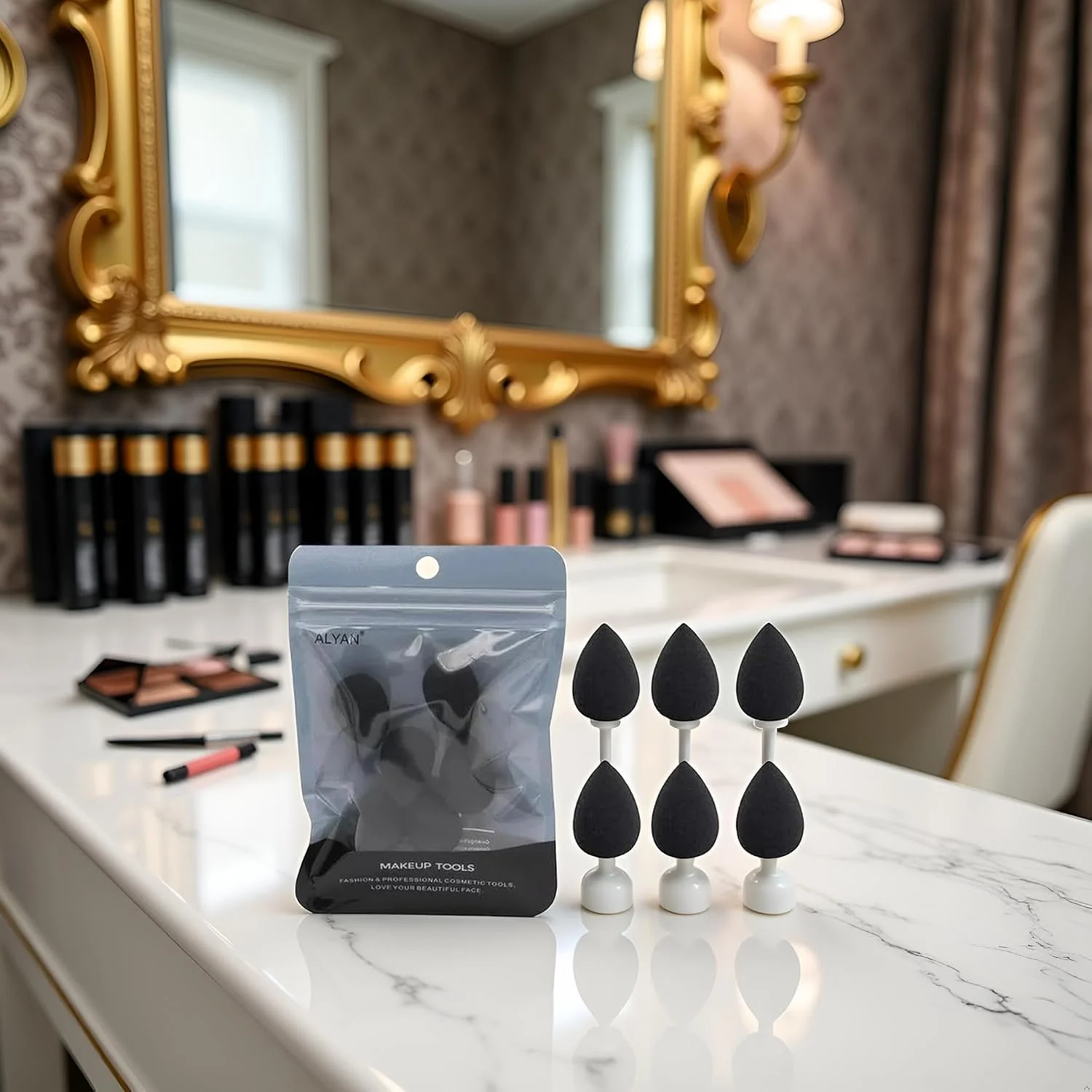 پد آرایشی مینی مشکی JJLFresheners، 6 عددی، بلندر و اسفنج، ست اسفنجی کوچک برای کرم پودر، پودر، کانسیلر، هایلایتر و براش و ابزار سایه چشم پد آرایشی مینی مشکی JJLFresheners، 6 عددی، بلندر و اسفنج، ست اسفنجی کوچک برای کرم پودر، پودر، کانسیلر، هایلایتر و براش و ابزار سایه چشم
