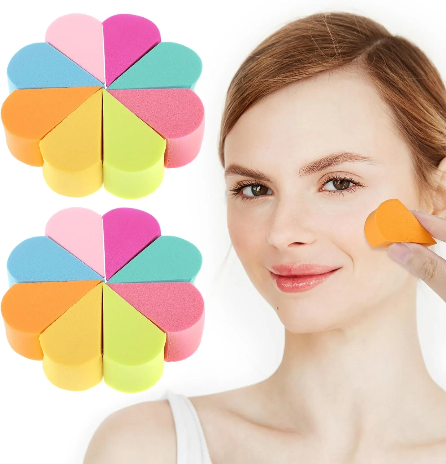 پد آرایشی InnoHHustle 16 عددی، پدهای رنگ آمیزی صورت، پد گلبرگ برای نقاشی صورت، مناسب برای فونداسیون، پد آرایشی، پدهای زیبایی، پد صورت قابل استفاده مجدد، مناسب برای پاکسازی کرم مایع و کانسیلر