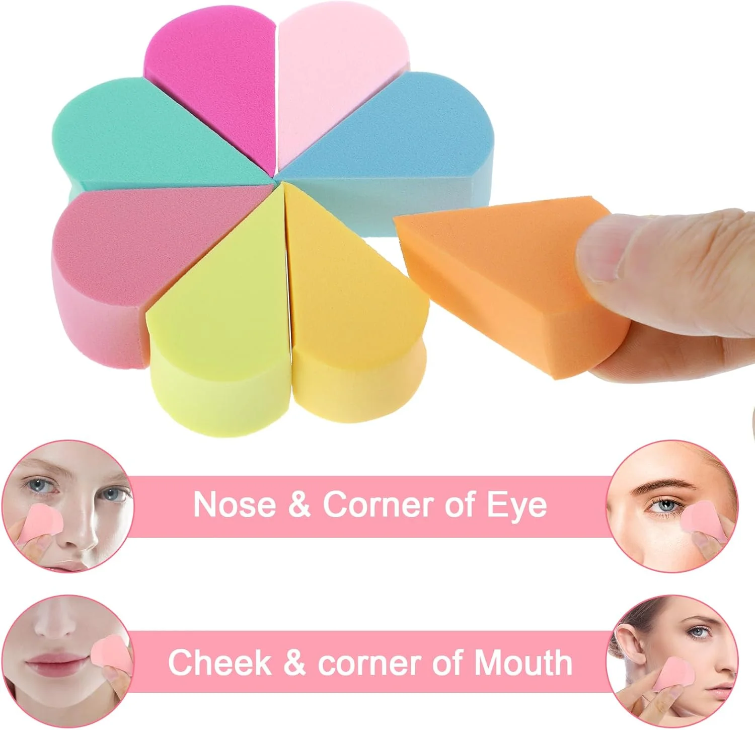 پد آرایشی InnoHHustle 16 عددی، پدهای رنگ آمیزی صورت، پد گلبرگ برای نقاشی صورت، مناسب برای فونداسیون، پد آرایشی، پدهای زیبایی، پد صورت قابل استفاده مجدد، مناسب برای پاکسازی کرم مایع و کانسیلر