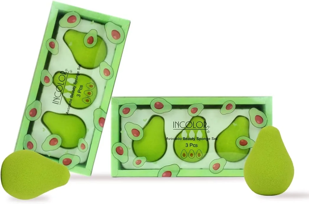 پد آرایشی این‌کالر مناسب برای پودر، کانسیلر و کرم پودر، ست 3 عددی (آووکادو)