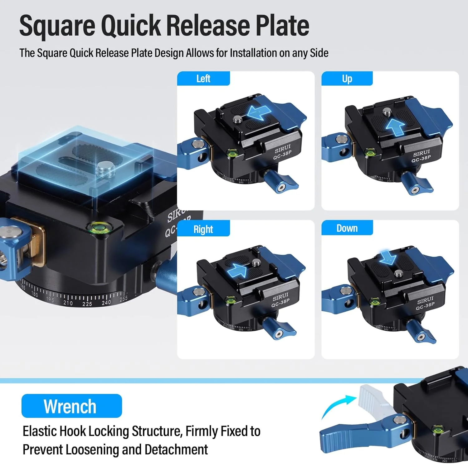 صفحه رهاسازی سریع مربعی 38 میلیمتری SIRUI با سر پانورامای چرخان 360 درجه، آداپتور پایه دوربین با رزوه 1/4 و 3/8 اینچ، صفحه اتصال رهاسازی سریع برای سه پایه تک پایه تثبیت کننده DSLR، QC-38P صفحه رهاسازی سریع مربعی 38 میلیمتری SIRUI با سر پانورامای چرخان 360 درجه، آداپتور پایه دوربین با رزوه 1/4 و 3/8 اینچ، صفحه اتصال رهاسازی سریع برای سه پایه تک پایه تثبیت کننده DSLR، QC-38P