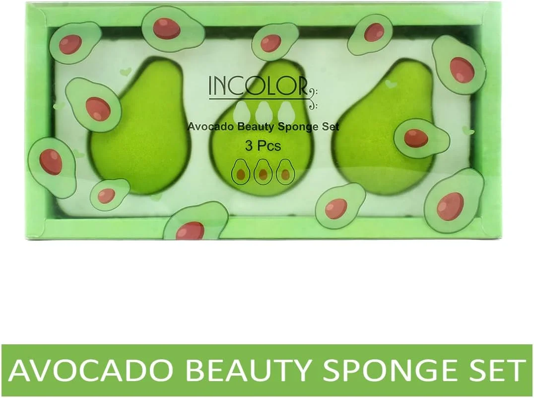 پد آرایشی این‌کالر مناسب برای پودر، کانسیلر و کرم پودر، ست 3 عددی (آووکادو)