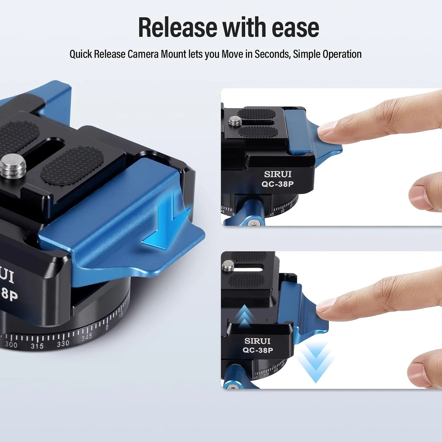 صفحه رهاسازی سریع مربعی 38 میلیمتری SIRUI با سر پانورامای چرخان 360 درجه، آداپتور پایه دوربین با رزوه 1/4 و 3/8 اینچ، صفحه اتصال رهاسازی سریع برای سه پایه تک پایه تثبیت کننده DSLR، QC-38P صفحه رهاسازی سریع مربعی 38 میلیمتری SIRUI با سر پانورامای چرخان 360 درجه، آداپتور پایه دوربین با رزوه 1/4 و 3/8 اینچ، صفحه اتصال رهاسازی سریع برای سه پایه تک پایه تثبیت کننده DSLR، QC-38P