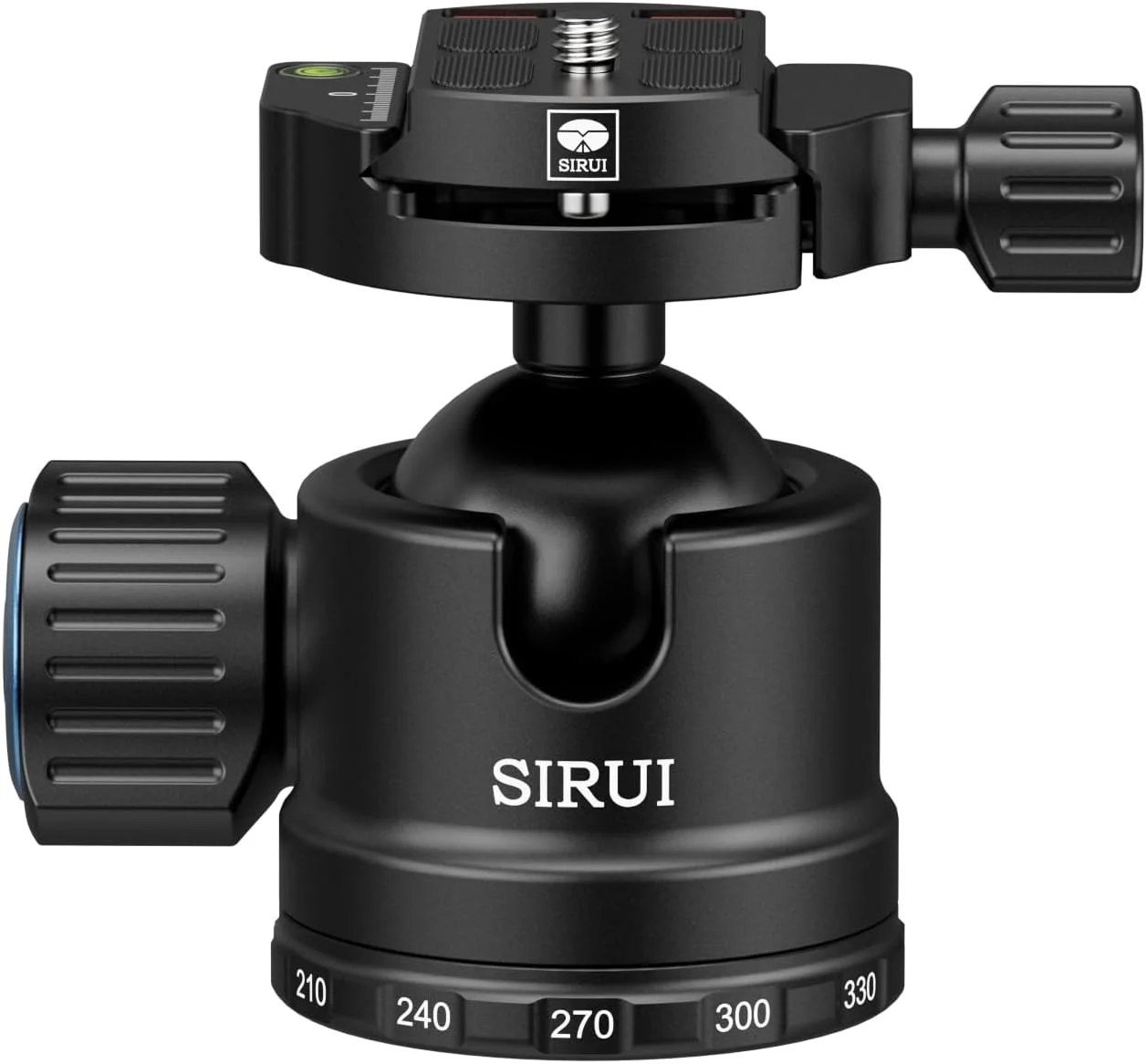 سر سه پایه توپی با مرکز ثقل پایین SIRUI AM-40، سر سه پایه آلومینیومی با سر توپی 40 میلی‌متری، پایه چرخان 360 درجه، تراز حباب، صفحه QR، ظرفیت بار تا 40 کیلوگرم