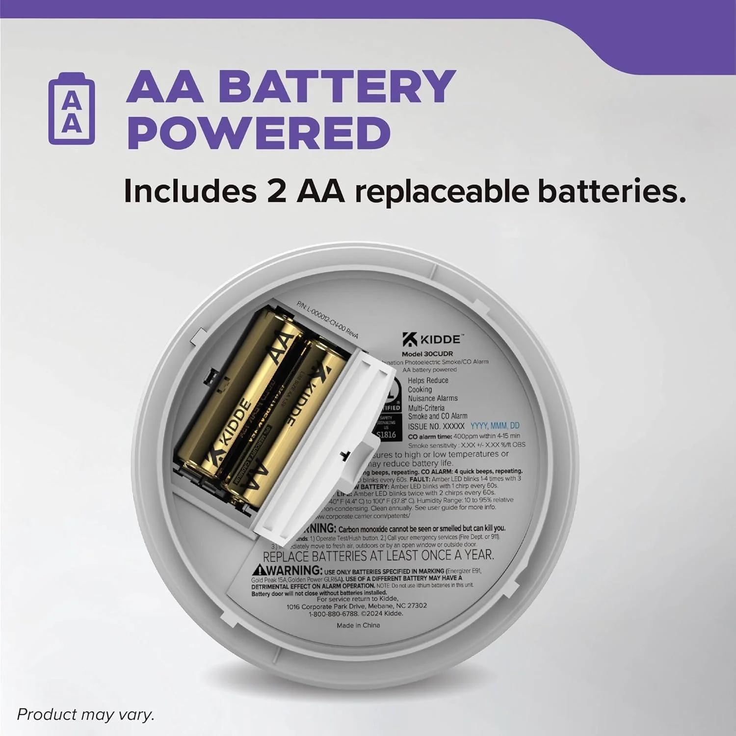 آشکارساز دود و مونوکسید کربن Kidde، با باتری AA، هشدارهای صوتی، نشانگرهای نور LED آشکارساز دود و مونوکسید کربن Kidde، با باتری AA، هشدارهای صوتی، نشانگرهای نور LED